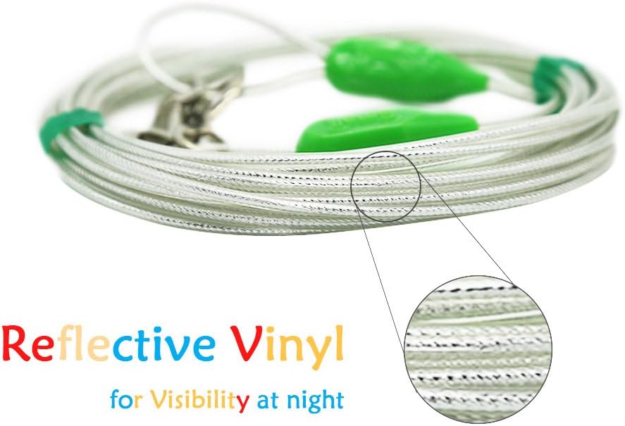 Petest 25ft Reflective Tie-Out Cable for Small Dogs Up to 35 Pounds