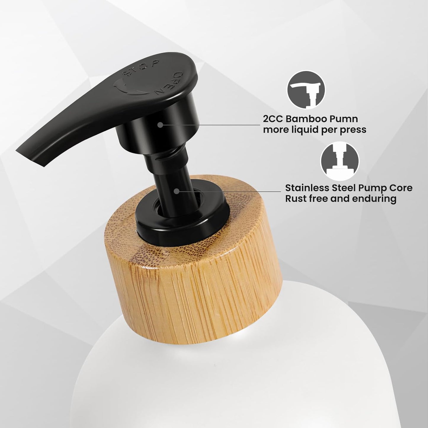 LIFEEZY Premium Quality Glass Soap Dispenser Set with Bamboo Tray - 2 pcs Hand & Dish Soap Dispenser for Rustic Kitchen Decor, Refillable Dispensers