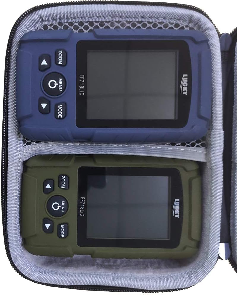 LUCKYLAKER Hard EVA Case for Portable Sonar Fish Finder - Wireless Kayak and Boat Depth Finder for Fishing