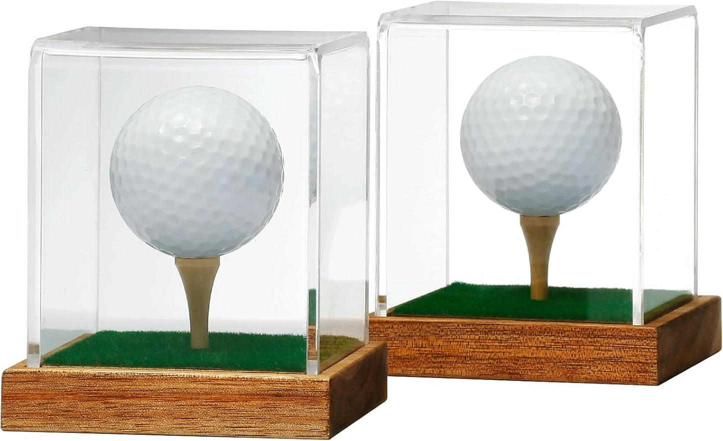 JupDec Baseball Display Case, Clear Cube Baseball Holder with Wooden Base, Autograph Baseball Stand Box for Single Ball, Acacia Wood, Brown, 1 Pack