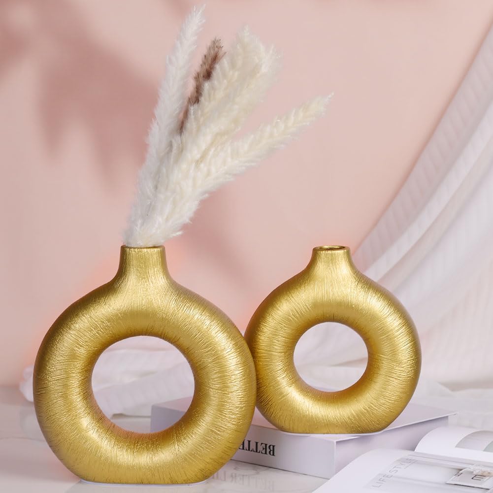 Purilite Select Gold Ceramic Vase Set of 2