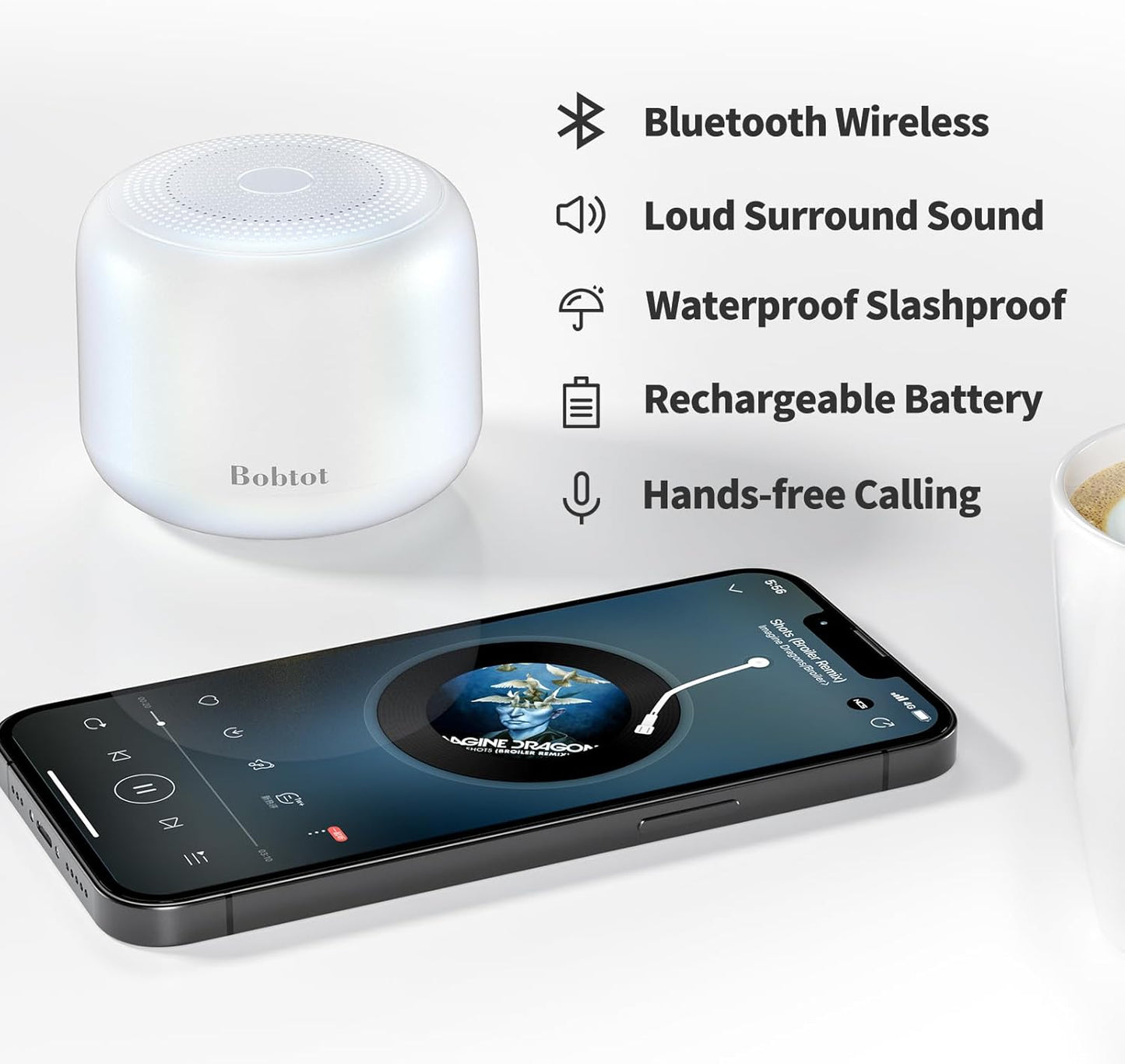 Bobtot Portable Bluetooth Speakers with Strap Easy to Carry, Wireless IPX5 Waterproof Mini Speaker with Loud Stereo Sound, 20 Hours Playtime, Rechargeable Battery, Built-in Microphone (Green)