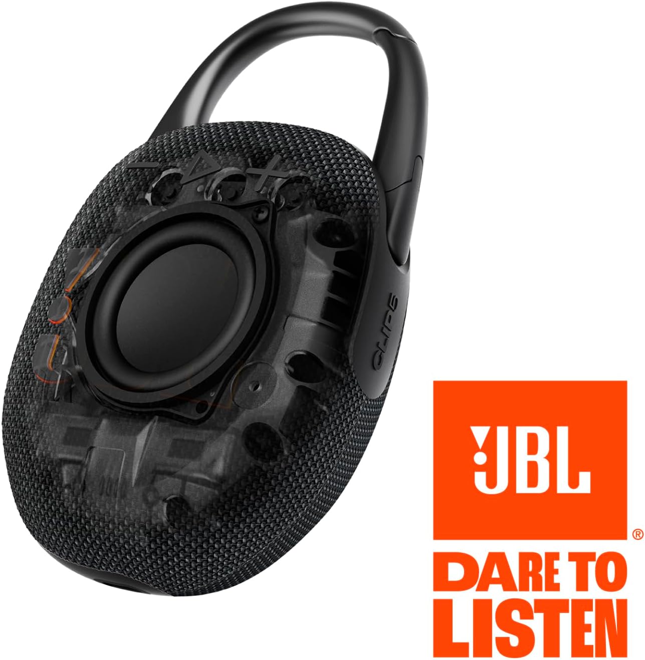 JBL Clip 5 - Ultra-Portable, Waterproof & Dustproof Bluetooth Speaker, Big Pro Sound with Punchy bass, Integrated Carabiner, Up to 12 Hours of Play, Recycled Materials (Black & Orange)