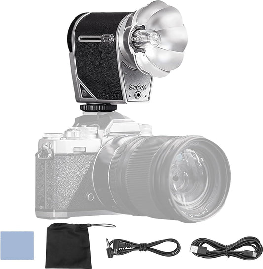 GODOX Lux Cadet Retro Camera Flash GN10 6200K±300K Color Temperature Auto & Manual Flash Modes 1/1-1/64 Flash Power 28mm Focal Length Compatible with Canon Sony Nikon Fujifilm Olympus Hot-Shoe Camera - PuriLite