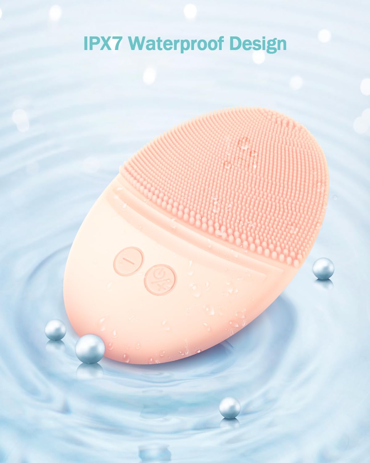 EZBASICS Sonic Facial Cleansing Brush Made with Ultra Hygienic Soft Silicone, Waterproof Sonic Vibrating Face Brush for Deep Cleansing, Gentle Exfoliating and Massaging, Inductive Charging Blue