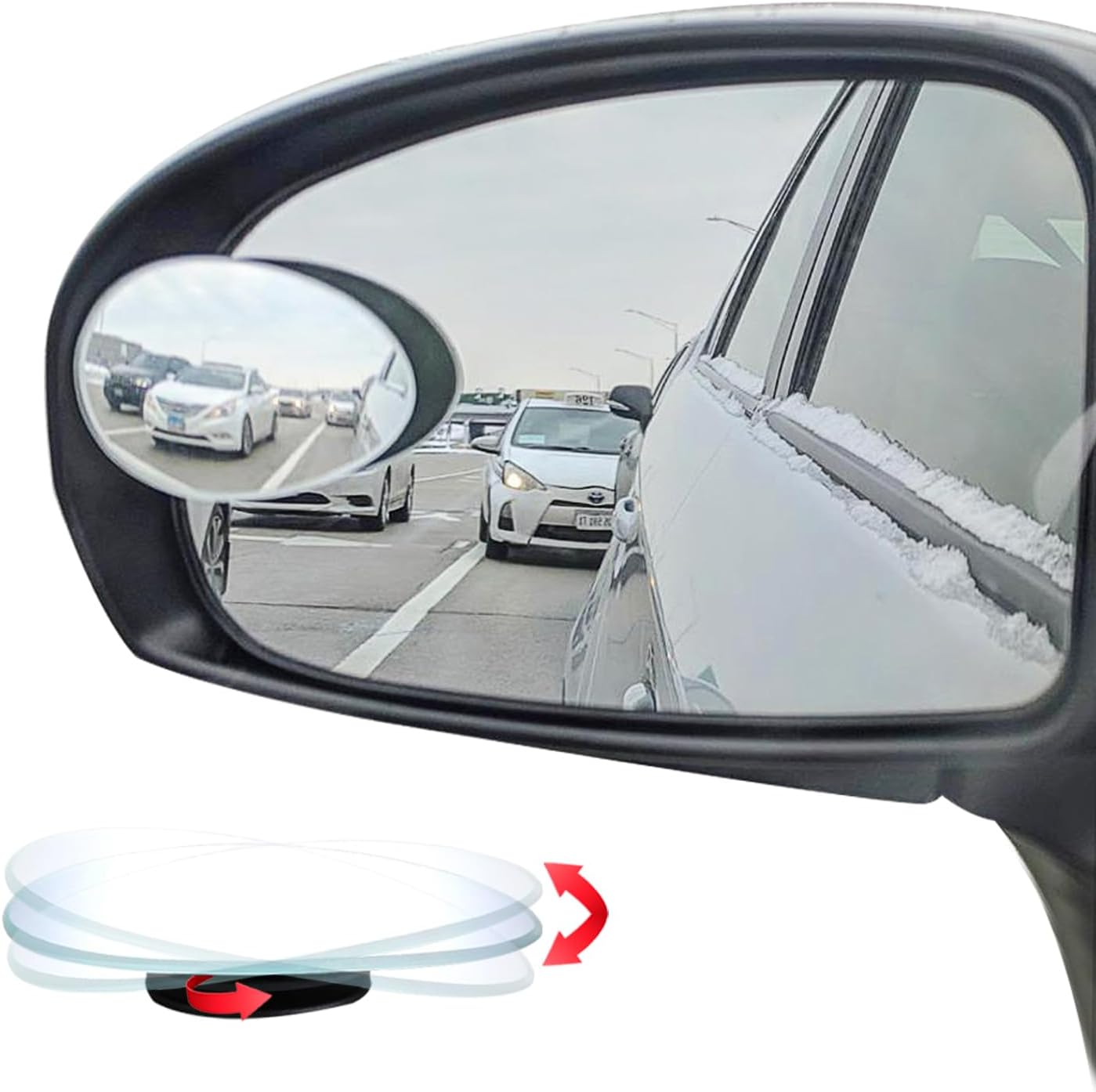 Ampper Blind Spot Mirror, 2" Round HD Glass Frameless Convex Rear View Mirror, Pack of 2 - PuriLite