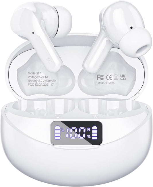 Wireless Earbuds, Bluetooth Headphones 5.3 HiFi Stereo, Wireless Earphones with ENC Noise Cancelling Mic, LED Digital Display in Ear Buds for Gym/Workouts - PuriLite