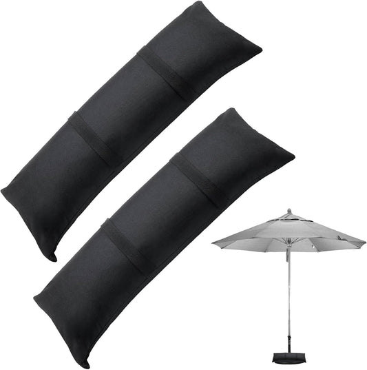 2Pcs Umbrella Base Weight Sand Bags 2 x 44 LBS Fillable Empty SandBags, Outdoor Poolside Accessories Heavy-Duty for Garden Backyard Furniture Trampoline Patio Black