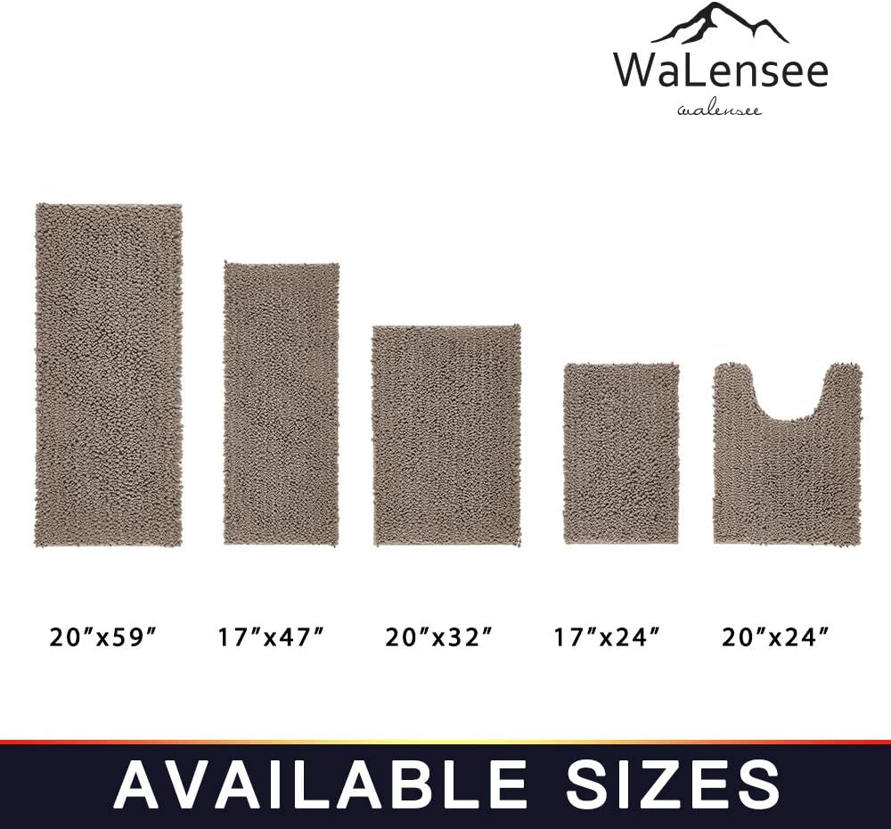 Walensee Bathroom Rug Non Slip Bath Mat (24x17 Inch Blush) Water Absorbent Super Soft Shaggy Chenille Machine Washable Dry Extra Thick Perfect Absorbant Best Small Plush Carpet for Shower Floor