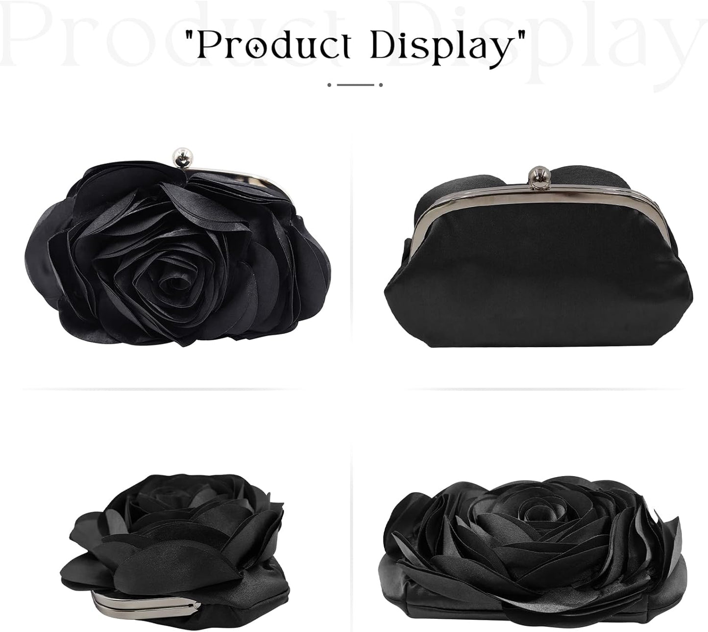JAMBHALA Mini Women Rose Clutch Bags Evening Handbag with Detachable Chain for Wedding Party