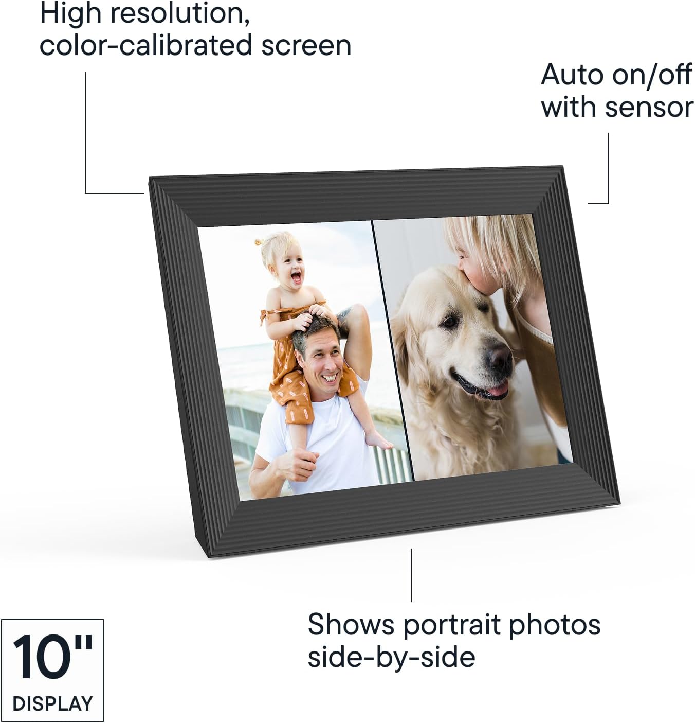 Aura Aspen 12" Digital Photo Frame - Black with Paper Mat