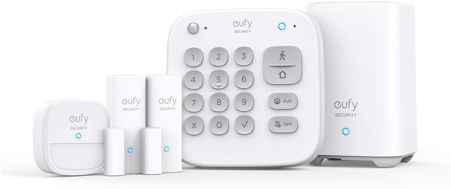 eufy Security 5-Piece Home Alarm Kit, Home Security System, Keypad, Motion Sensor, 2 Entry Sensors, Home Alarm System, Control from The App, Links with eufyCam