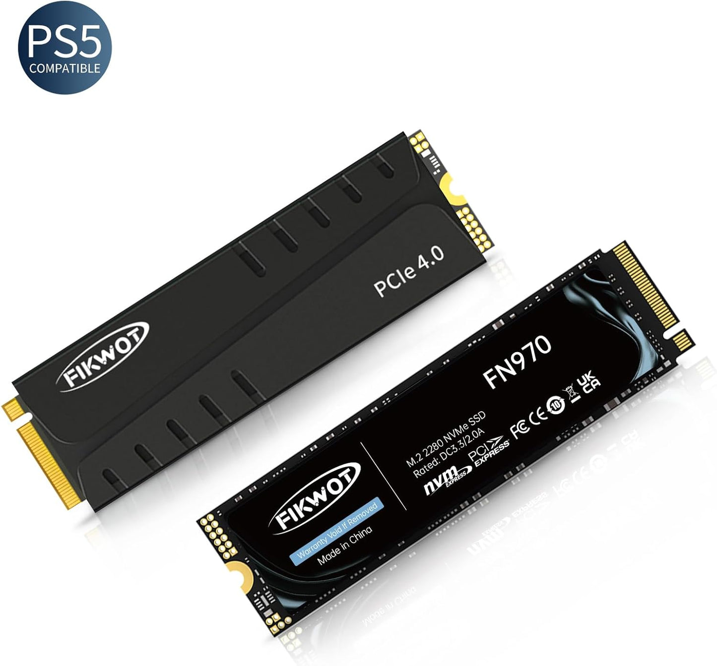 Fikwot FN970 2TB M.2 2280 PCIe Gen4 x4 NVMe 1.4 Internal Solid State Drive with Heatsink - Speeds up to 7,400MB/s, Configure DRAM Cache, Compatible PS5 Internal SSD