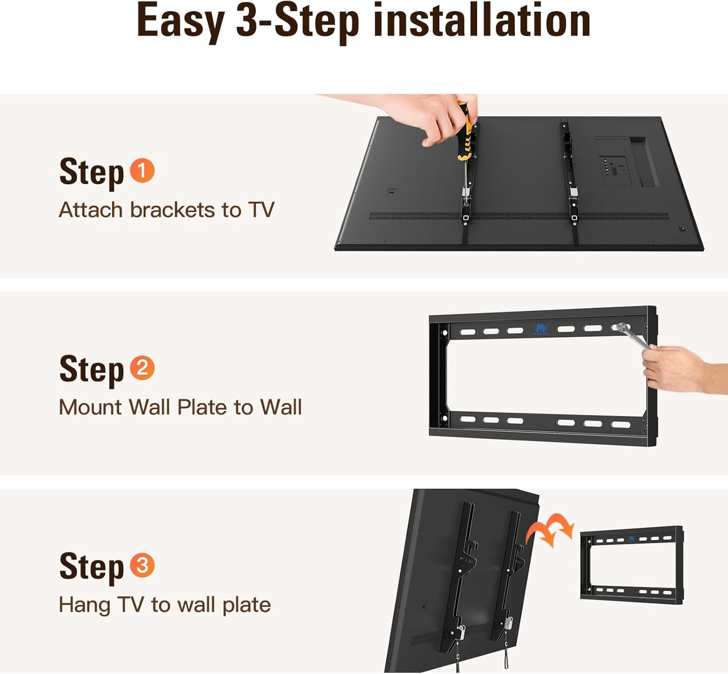 Mounting Dream TV Wall Mounts for Most 26-60" LED, LCD, OLED, Plasma Flat Screen TVs, Tilting TV Mount Low Profile up to VESA 400 x 400mm and 88 LBS Loading MD2268-MK