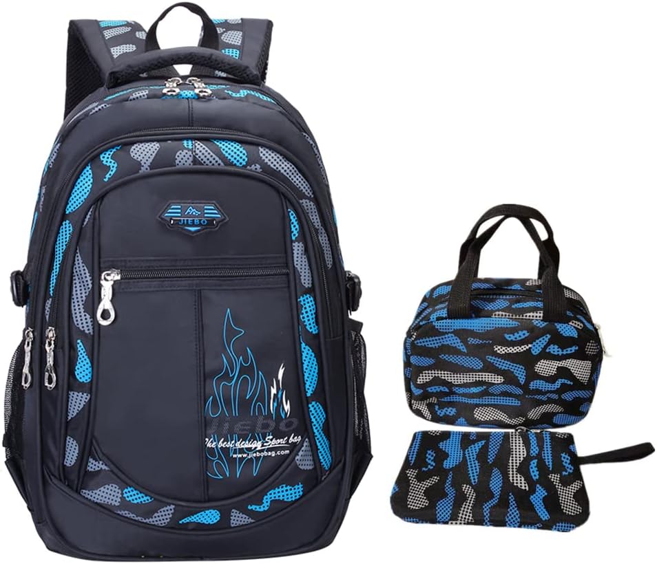 Blue-Camouflage Backpacks for Boys School Elementary, Camouflage Boys School Bags Capacity Bookbags