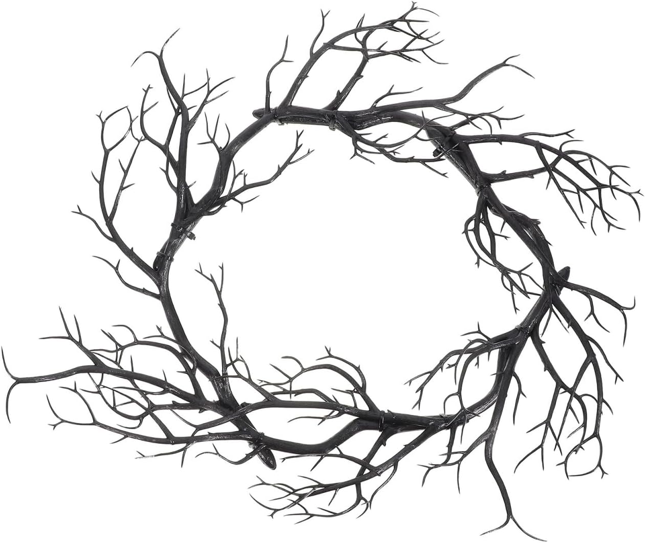 MAGICLULU Black Twig Wreath, 16.5 in Artificial Branch Wreath for Door, Halloween Simulated Twig Garland for Home Decor