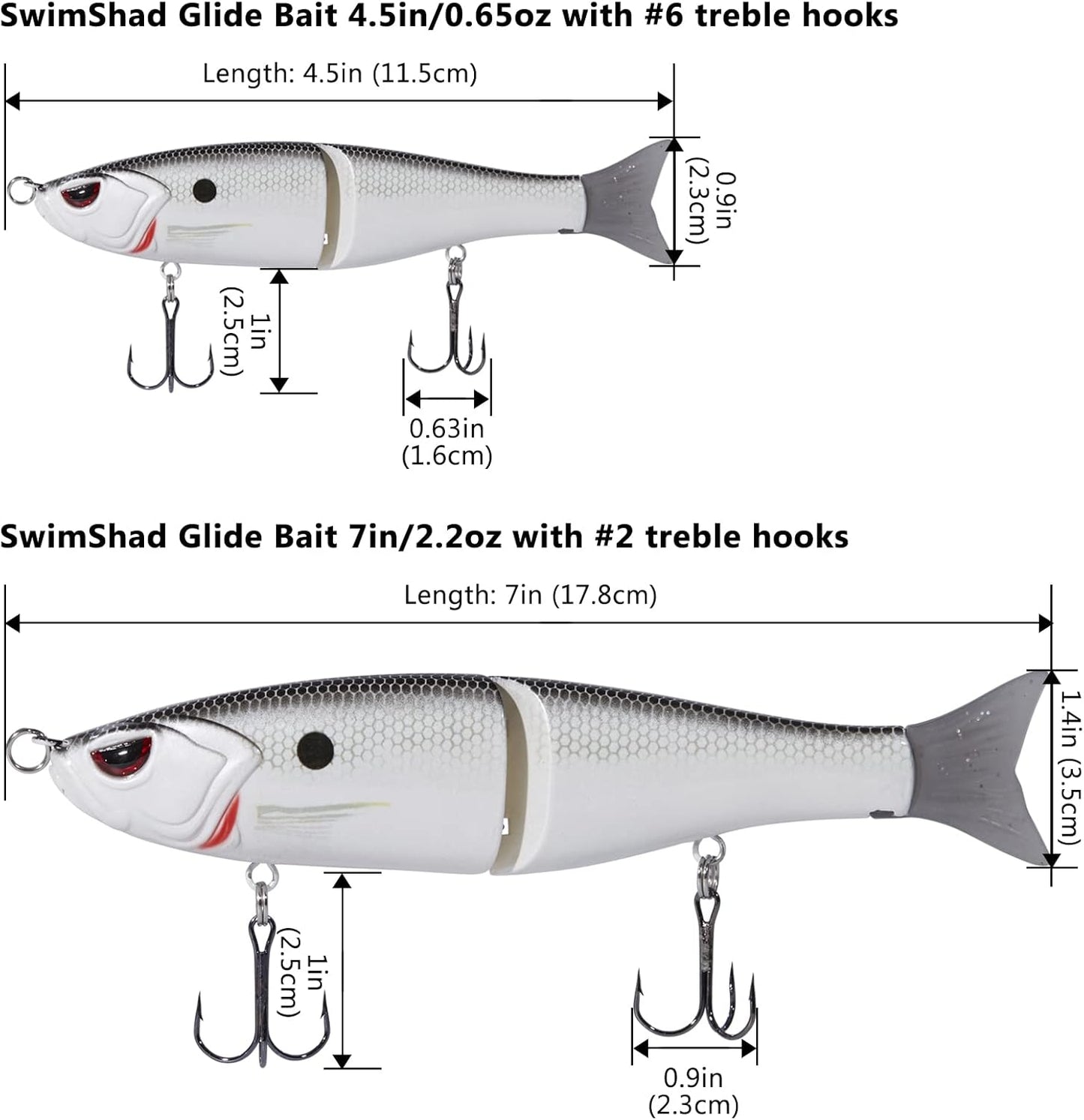 Bassdash SwimShad Glide Baits Jointed Swimbait Bass Pike Salmon Trout Muskie Fishing Lure