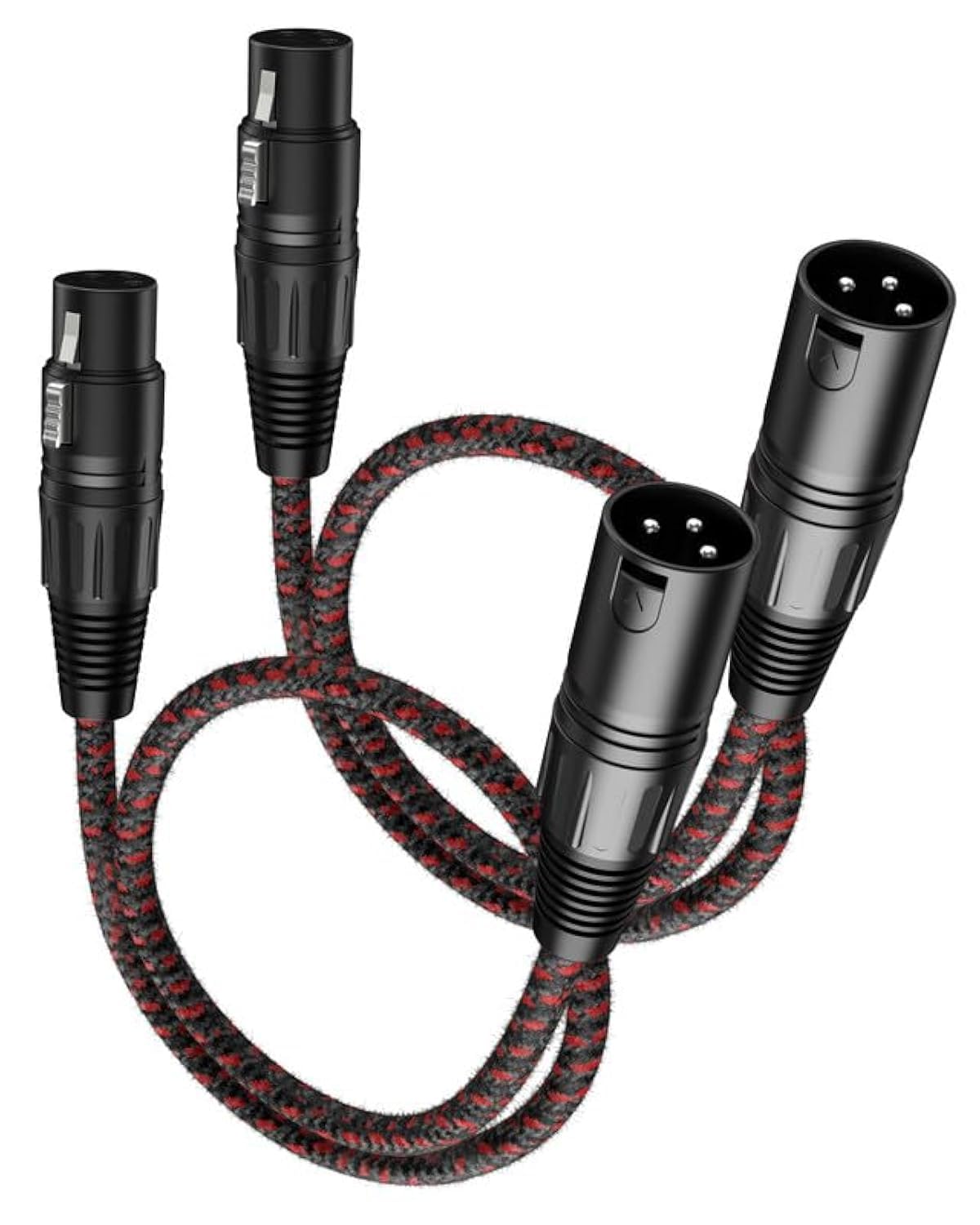 VANDESAIL XLR Cables 25ft 2 Pack, Durable Nylon Braided XLR Microphone Cable, Mic Cable, Shielded and Fully Balanced OFC Male to Female Cord for Recording Mixer Amplifie Speaker Black White