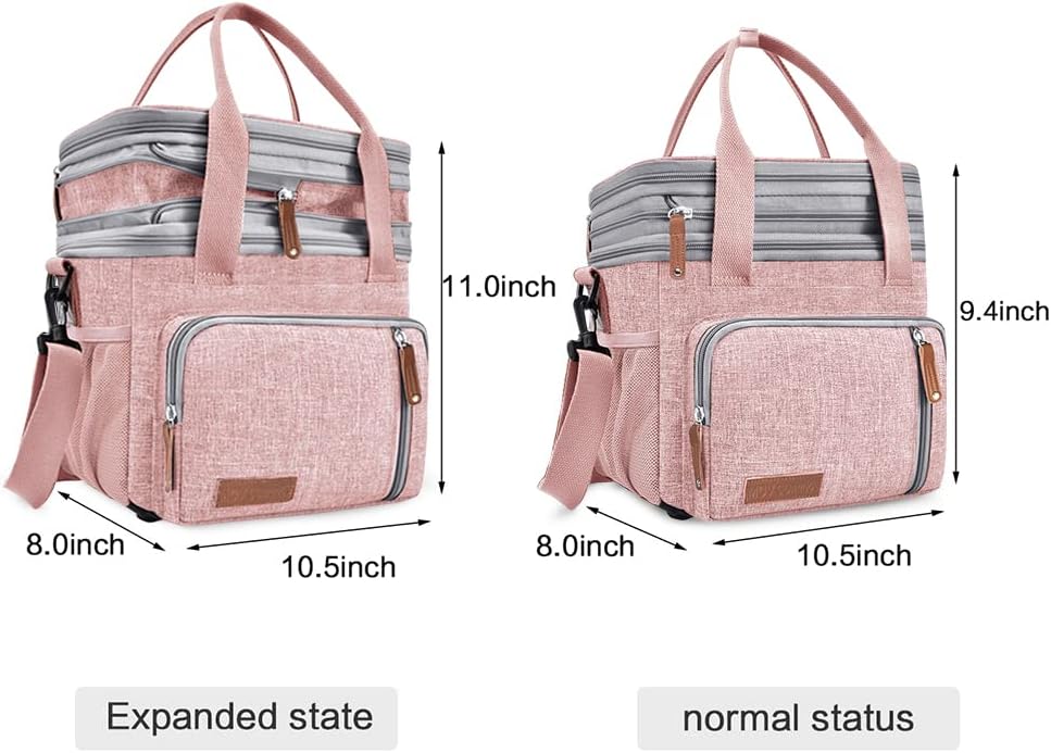 Lunch Bag Women Insulated Lunch Box for Work, Purple Expandable Large Lunch Bags, Leakproof Double Deck Lunch Box Cooler Bag(Purple)