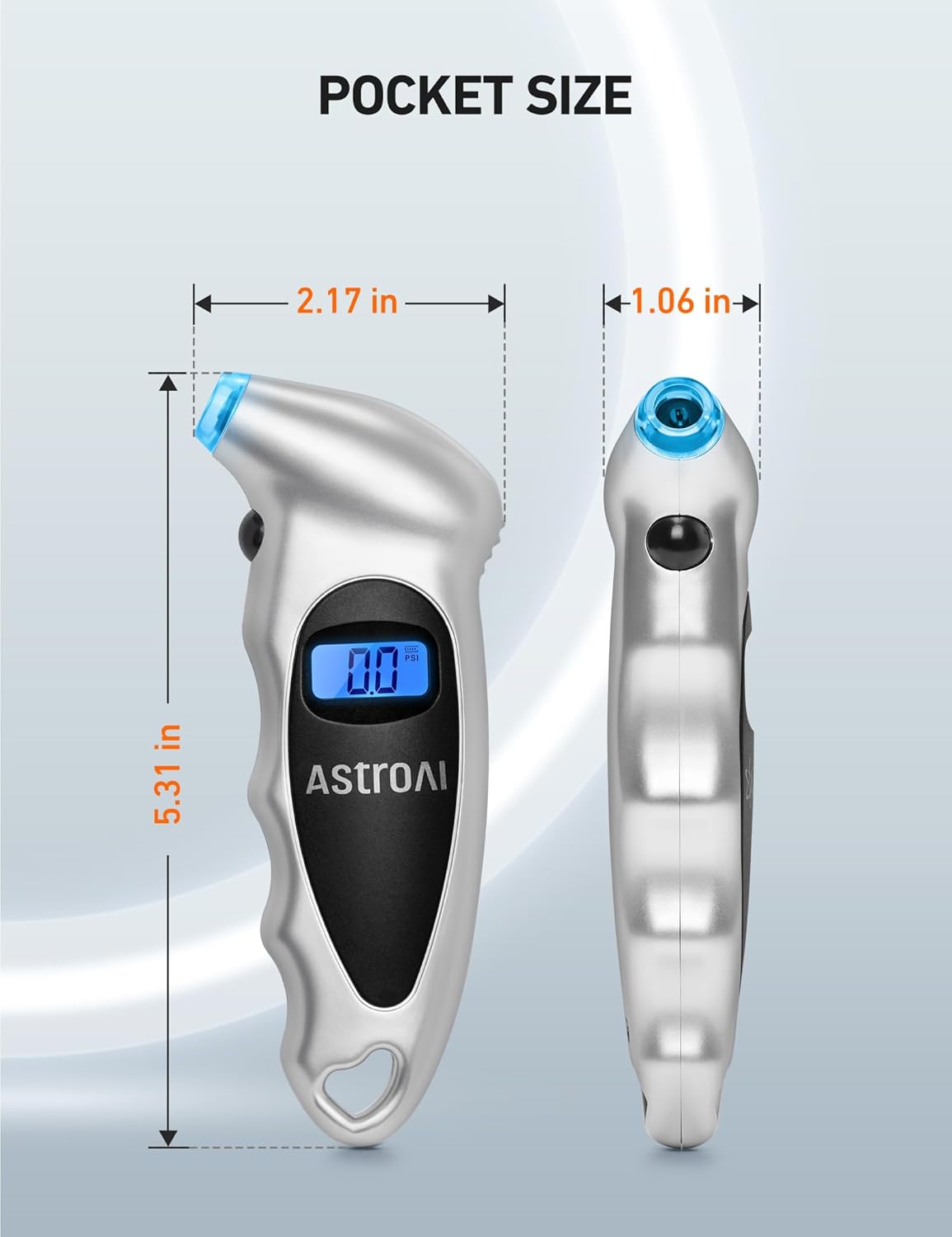 AstroAI Digital Tire Pressure Gauge with Replaceable AAA Batteries, 150 PSI 4 Settings Industrial Tire Gauge for Car Truck Bicycle Backlit LCD Non-Slip Grip Car Accessories(Black)