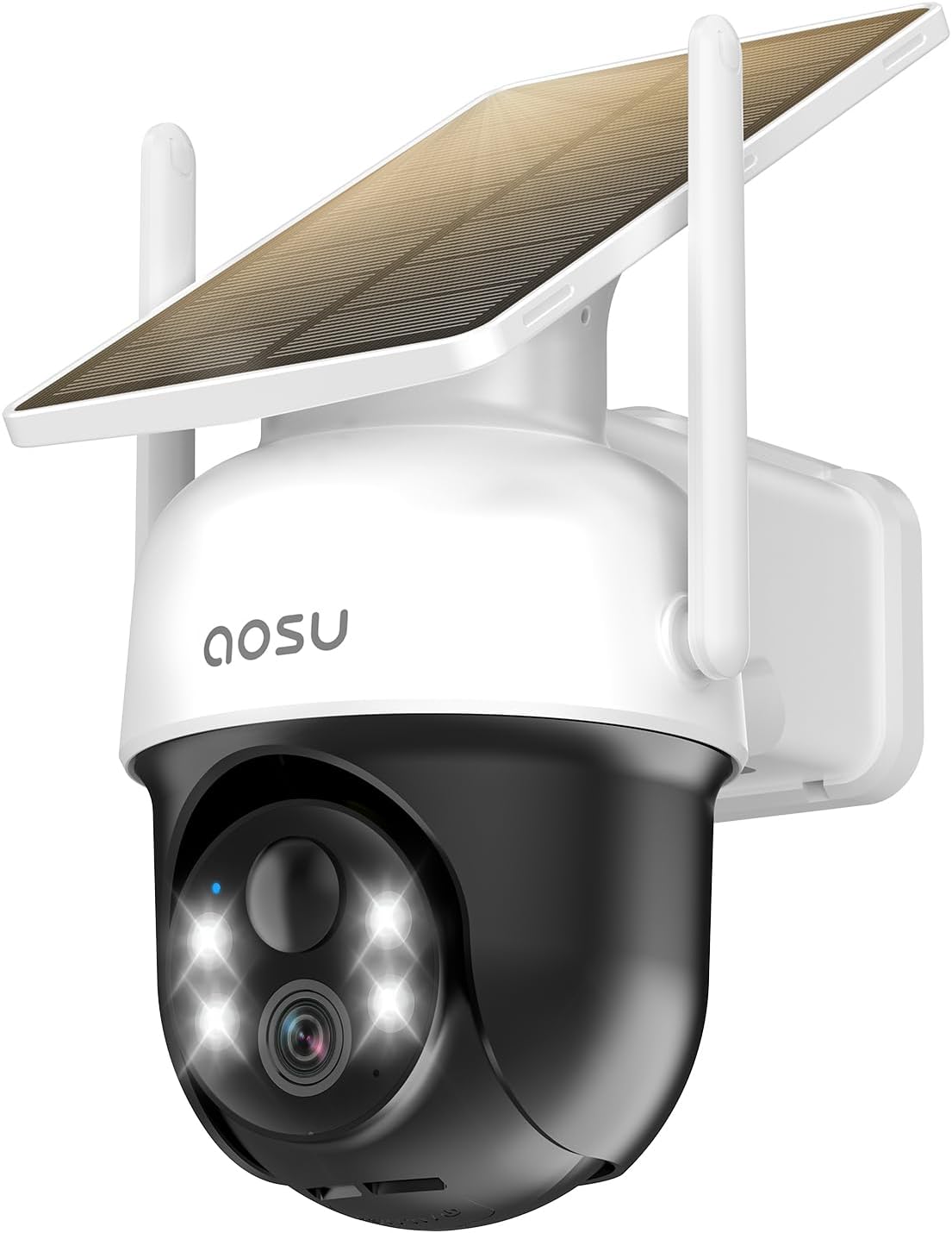 AOSU Solar Camera Outdoor Wireless - 100% Wire-Free Outdoor Security Camera Wireless with Fixed Solar Panel,360° Panoramic View, Human Auto Tracking, 2K Color Night Vision