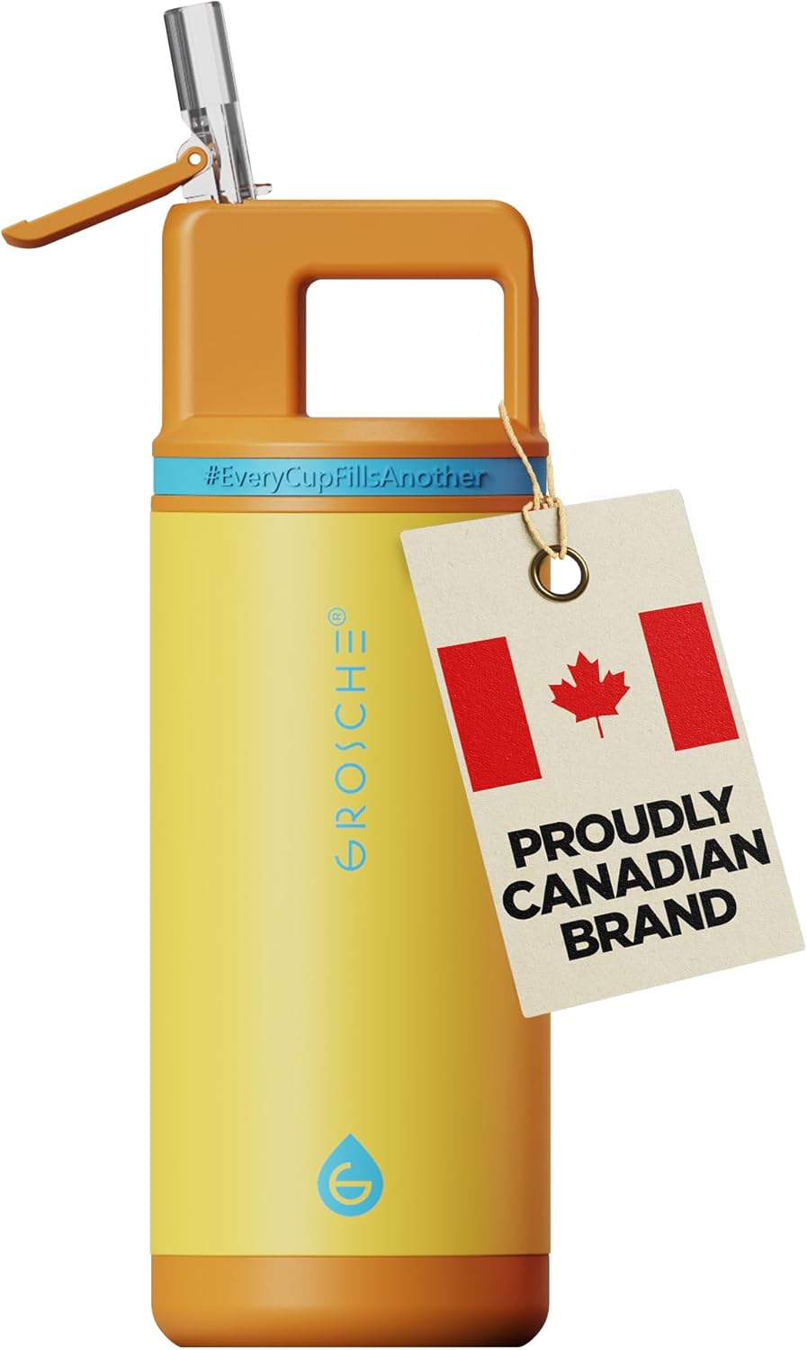 GROSCHE Alpine Flip 'N Sip 16oz Insulated Water Bottle - Stainless Steel, Leakproof Flask with Straw - Perfect for Gym, Travel, Sports & Outdoor Use, Canadian Brand! - 16 fl. oz, Scuba Blue