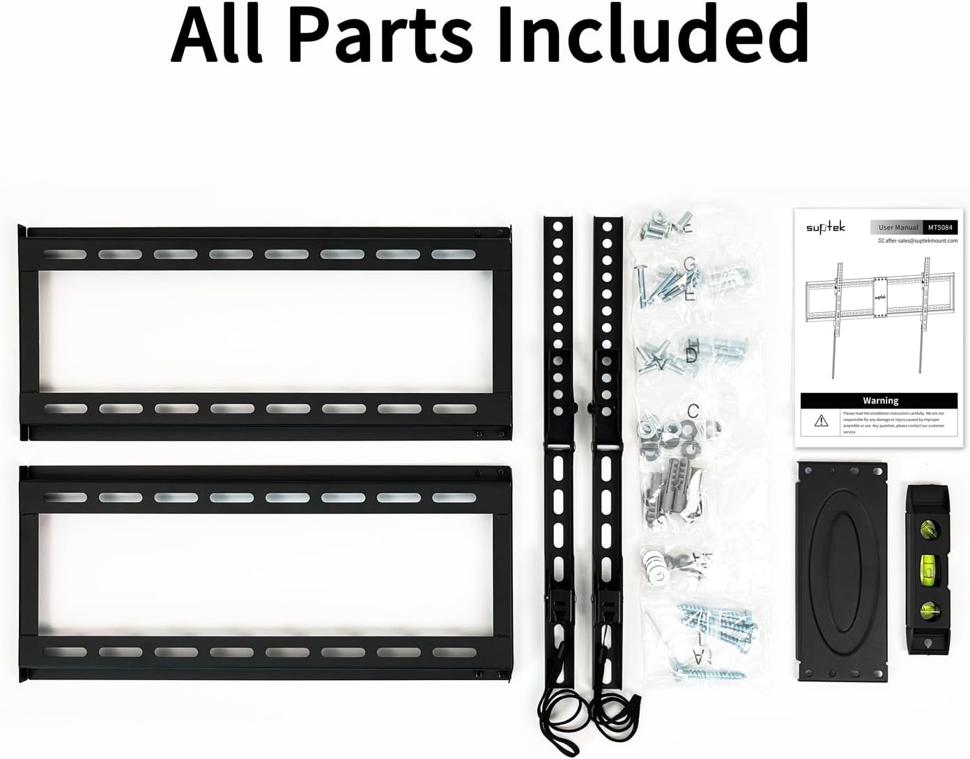 Suptek Tilt TV Wall Mount Bracket for Most 26-60 inch LED, LCD and Plasma TV, Mount with Max 400x400mm VESA and 99lbs Loading Capacity, Fits Studs 16" Apart, Low Profile with Bubble Level