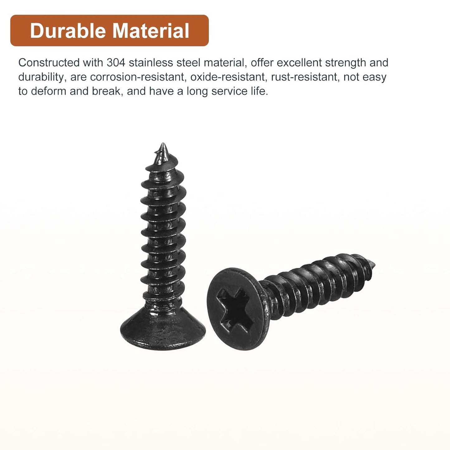 DTGN 100Pcs #6x1/2 Flat Head Wood Screws, 304 Stainless Steel Phillips Self Tapping Screws - Good for Woodworking, Furniture - Silver