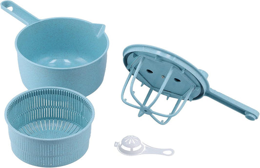 Salad Spinner,Lettuce Spinner Vegetable Washer Dryer Drainer Strainer with Bowl Colander,Vegetable Drainer Manual Salad Dehydrator Vegetable Washing Basket(Blue)