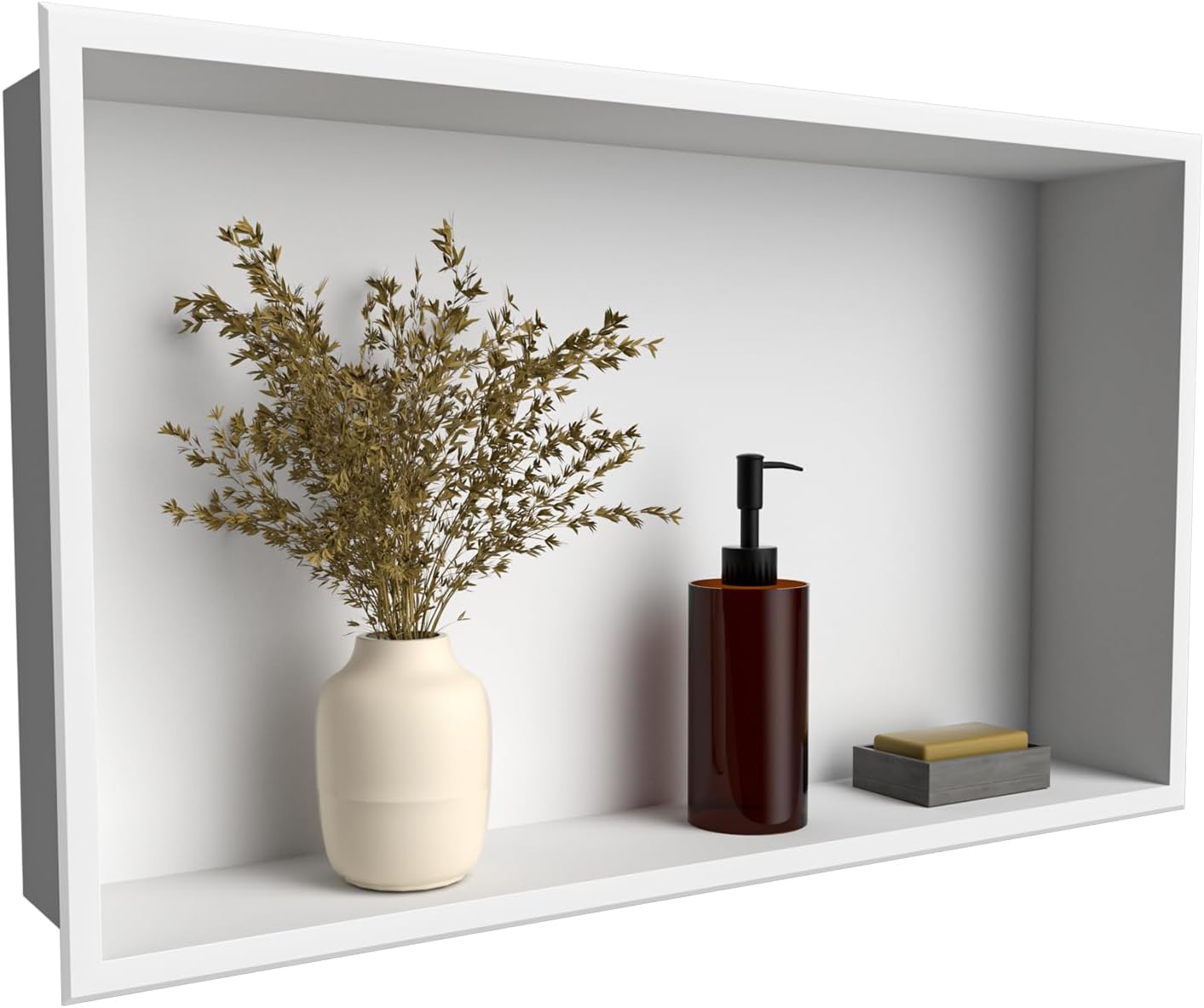 BLYLUND Shower Niche 12" x 24" NO Tile Needed,Matte Black Double Shelf Organizer, Square Corners Wall-Inserted Niche Recessed Shower Shelf Modern Soap Niche for Bathroom