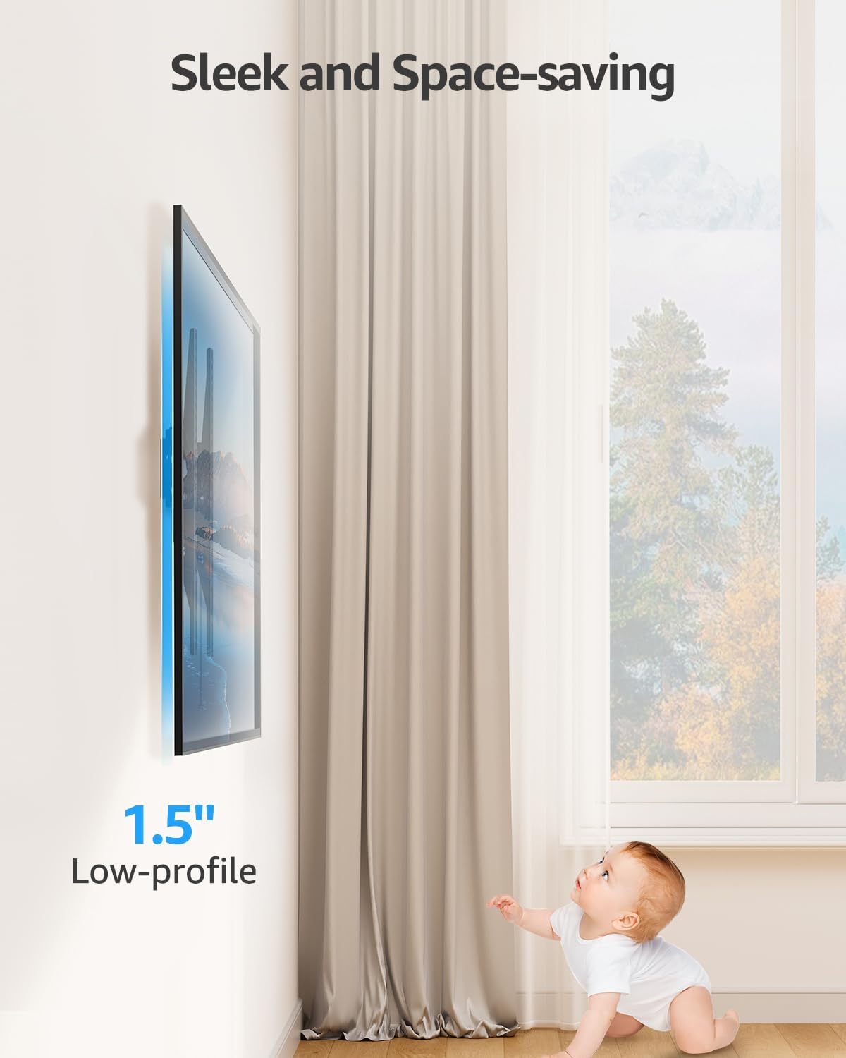 MOUNTUP UL Listed TV Wall Mount, Tilting TV Bracket for Most 26-60 Inch LED LCD OLED Flat/Curved TVs, Low Profile TV Mount Save Spacing - Fits 12" to 16" Stud, Max VESA 400x400mm up to 99 LBS, MU0007