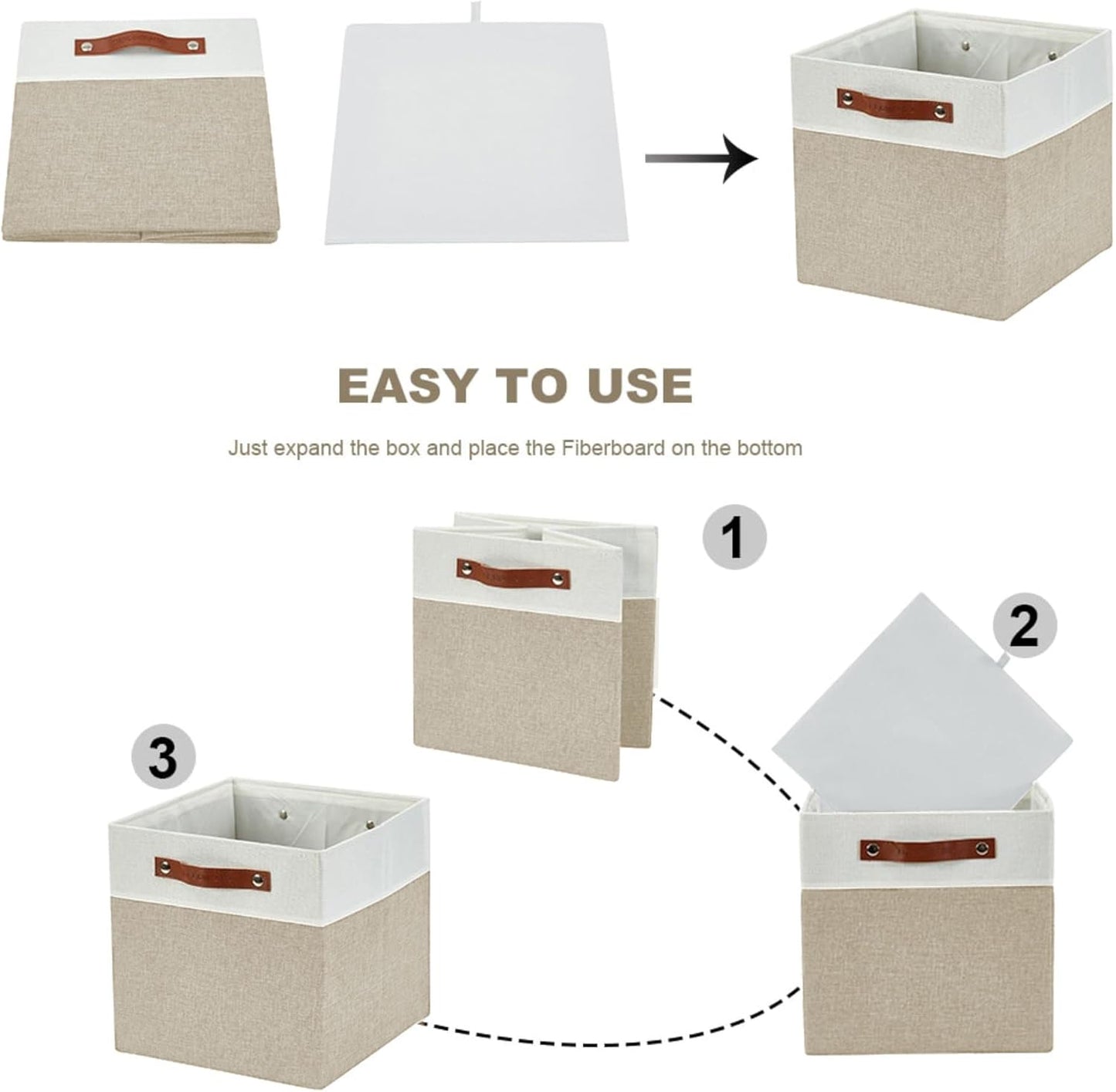 DECOMOMO Fabric Cube Storage Bin - Storage Baskets for Shelves, Kallax (Grey & White, 13 inch Cube) - 4 Pack
