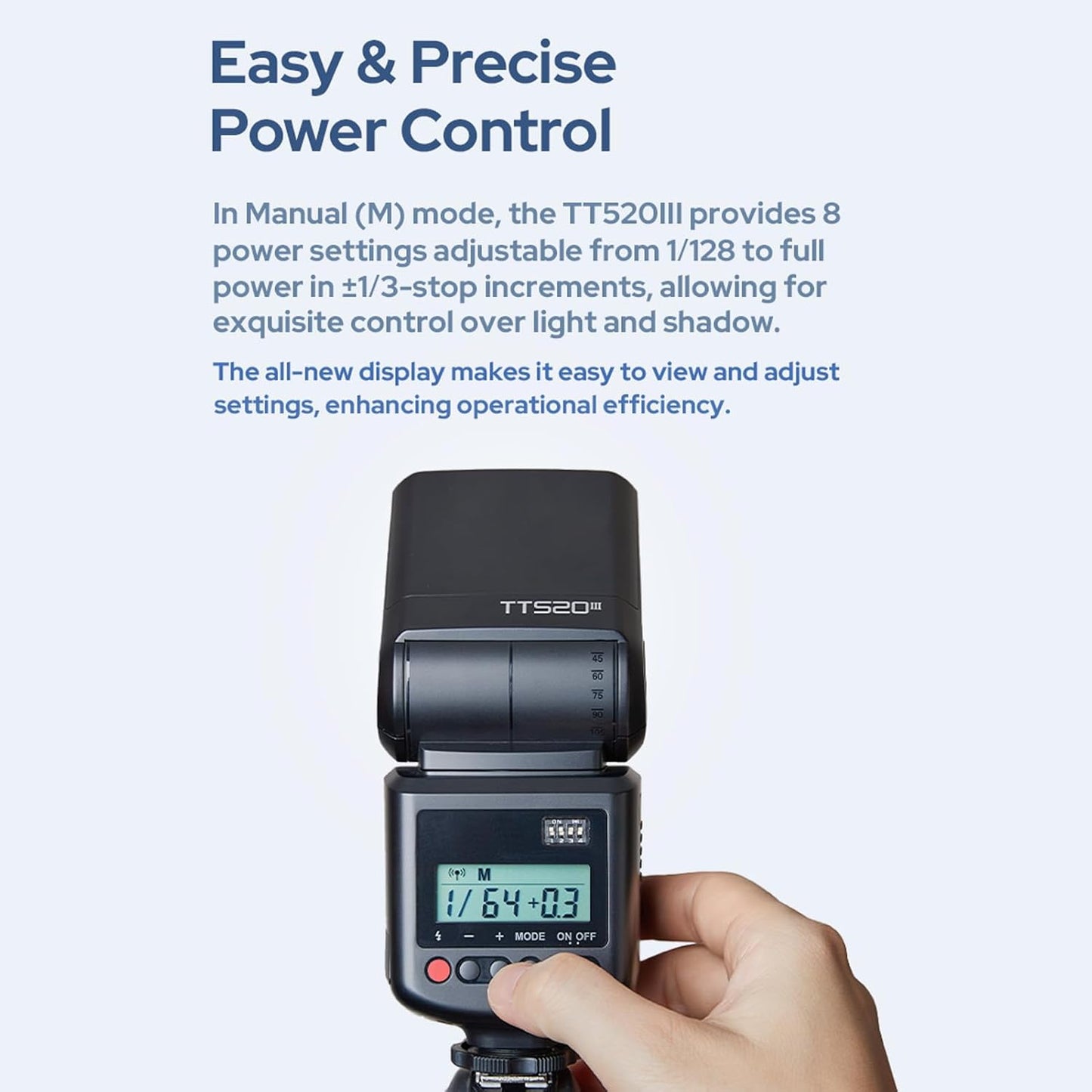 GODOX TT520III Camera Flash Speedlite with 433MHz Receiver, 8 Power Levels, Single-Contact Hotshoe Compatible with Canon Sony Nikon Fuji Olympus Panasonic