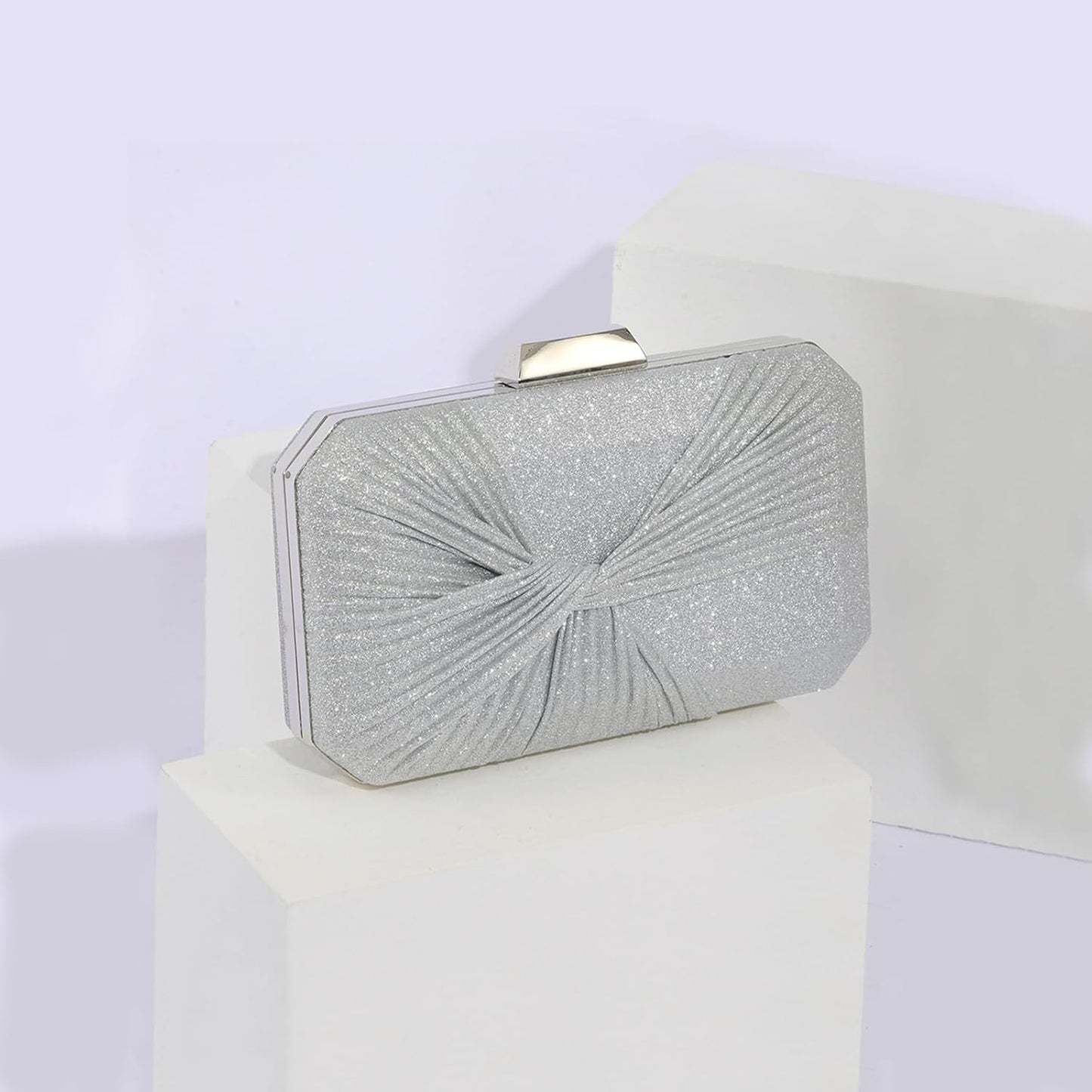 CORIOS Pleated Evening Bag Sparkly Sequin Clutch Bag for Women Sparkly Handbag Bridal Wedding Purse Elegant Crossbody Bag