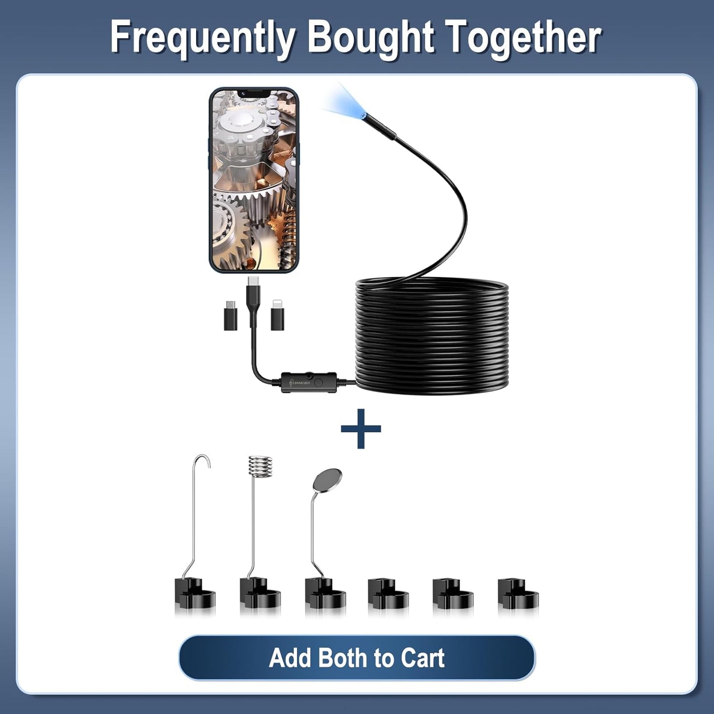 Endoscope Camera with Light, Ennovor 1920P HD, Endoscope Inspection with 8 Adjustable LED Lights, Borescope with Flexible Rigid Snake Camera, IP67 Waterproof and No WiFi Required, for Android iOS
