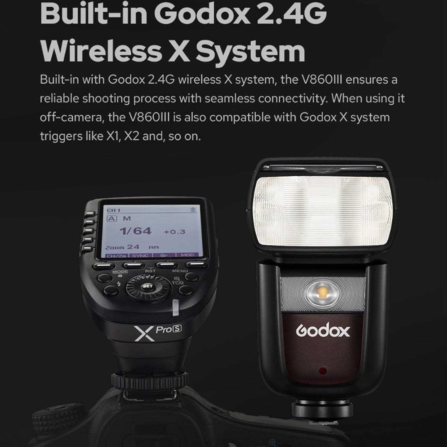 Godox V860III-N Flash for Nikon Camera Flash Speedlite Speedlight 7.2V/2600mAh Li-ion Battery, 2.4G Wireless HSS 1/8000 1.5s Recycle Time 10 Levels LED Modeling Light for Nikon (Upgraded V860II-N)