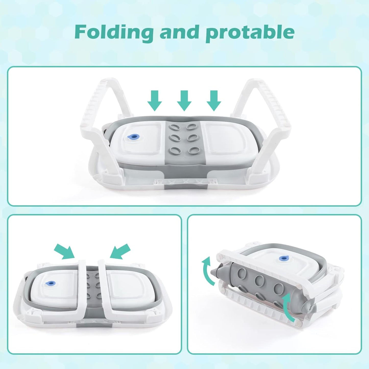 Baby BathTub, 4-in-1 Newborn to Toddler Tub with Temperature Sensor,Infant Waterproof Ear Cap and Soft Cushion included,Blue