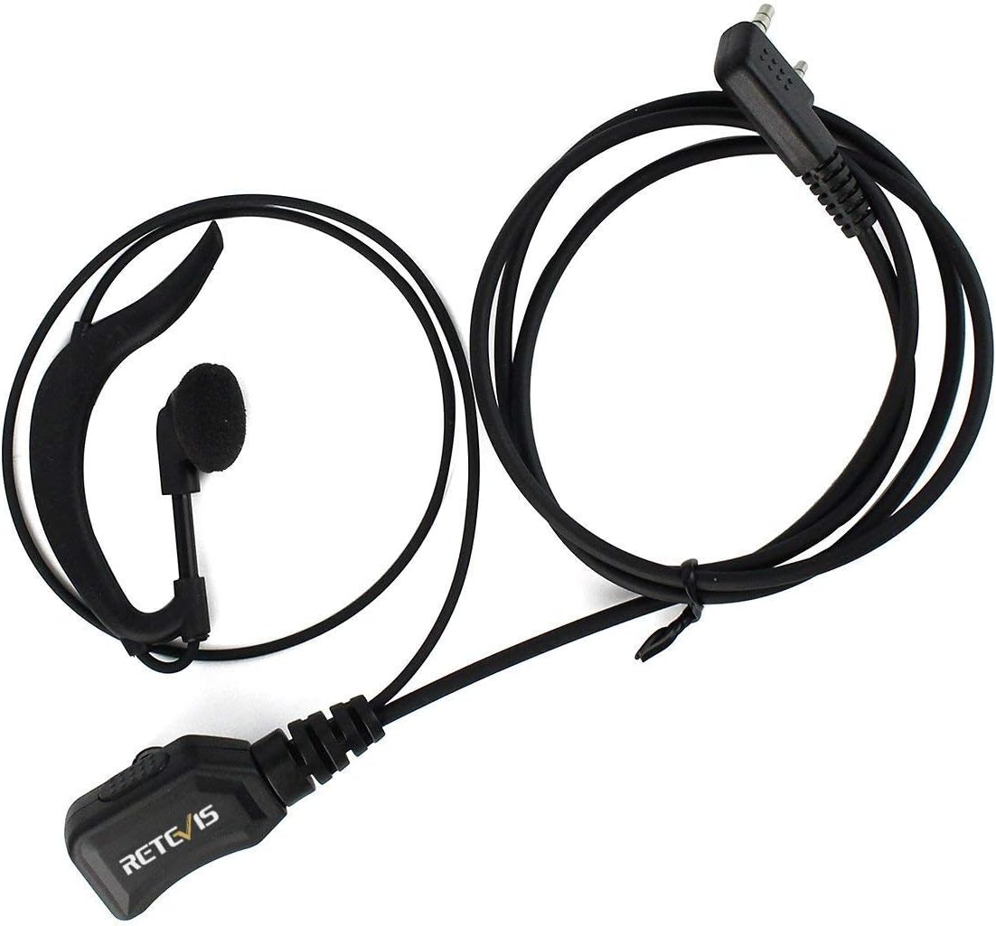 Retevis Walkie Talkie Earpiece with Mic, Volume Control, 2 Pin, for RetevisRT21 RT68H H777H H777, Compatible with Baofeng BF-888S Kenwood Walkie Talkies, Two Way Radio Earpiece(10 Pack)