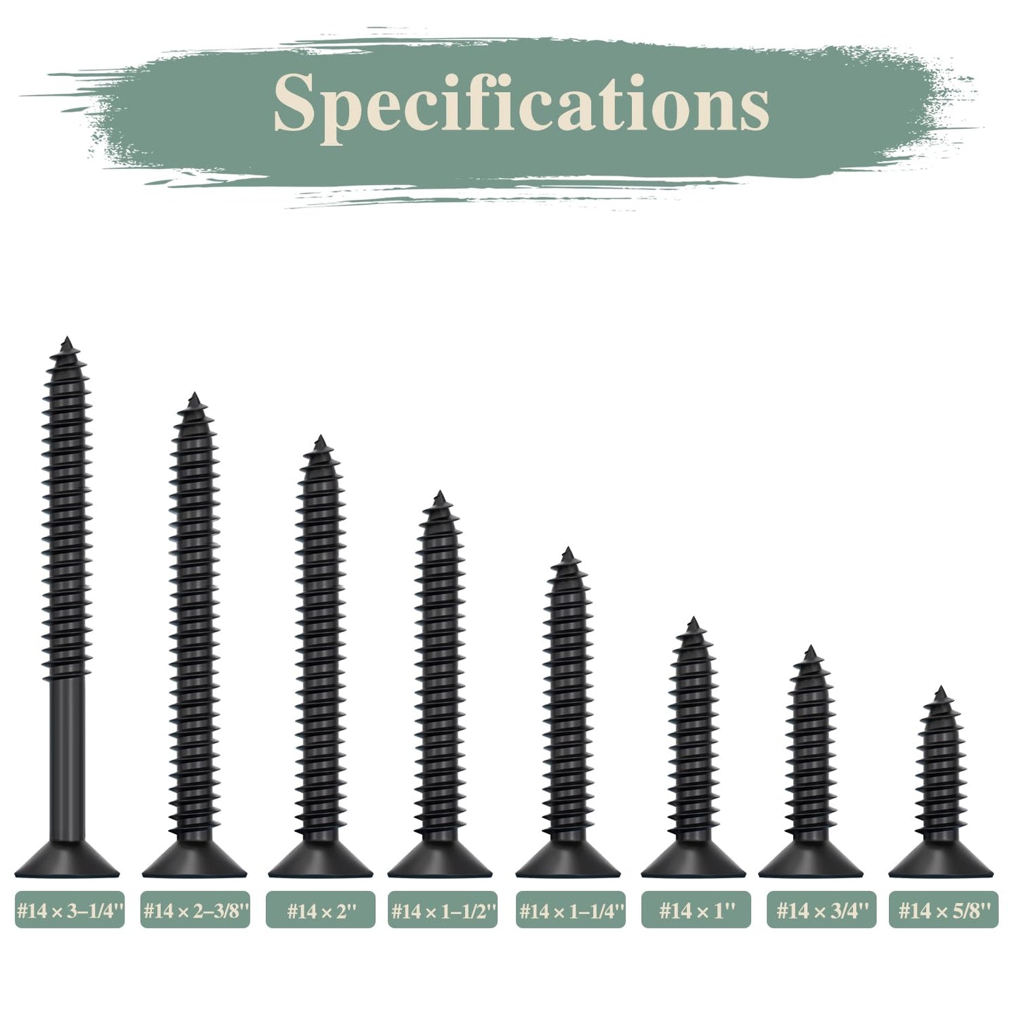 GOHODOMINO #4 x 1/2" Wood Screw 100Pcs, Stainless Steel 304 (18-8) Screws Flat Head Phillips Fast Self Tapping Drywall Screws Black Oxide