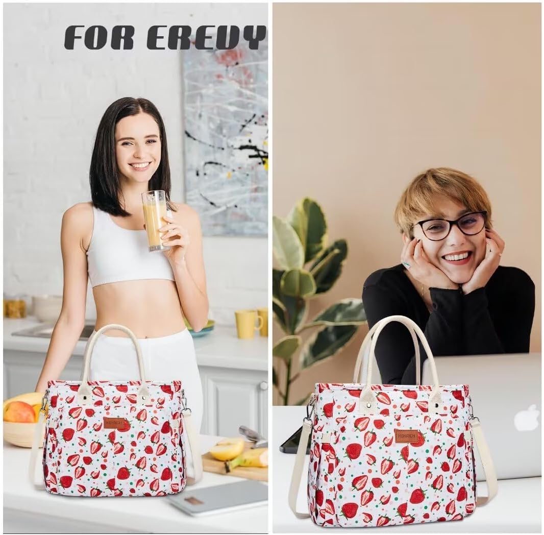 Lunch Bag for Women, Insulated Lunch Box for Work, Large Leakproof Cooler Purse with Side Pockets & Removable Shoulder Strap Women's Lunch Tote Bag for Picnic Work Beach Cute Lunch Bags (Heart)
