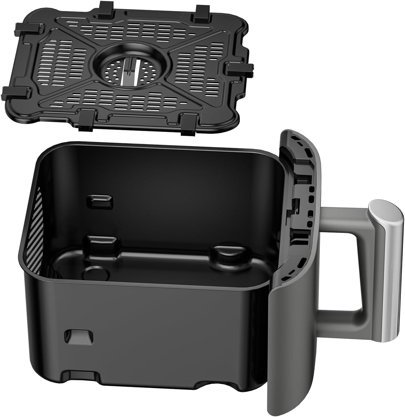 Air Fryer Basket Replacement Basket and Tray for Ninja AF161, Air Fryer Accessories for Ninja AF150 and AF161, Non-Stick Air Fryer Basket with Cover for Ninja AF150 and AF161, Dishwasher-Safe Basket