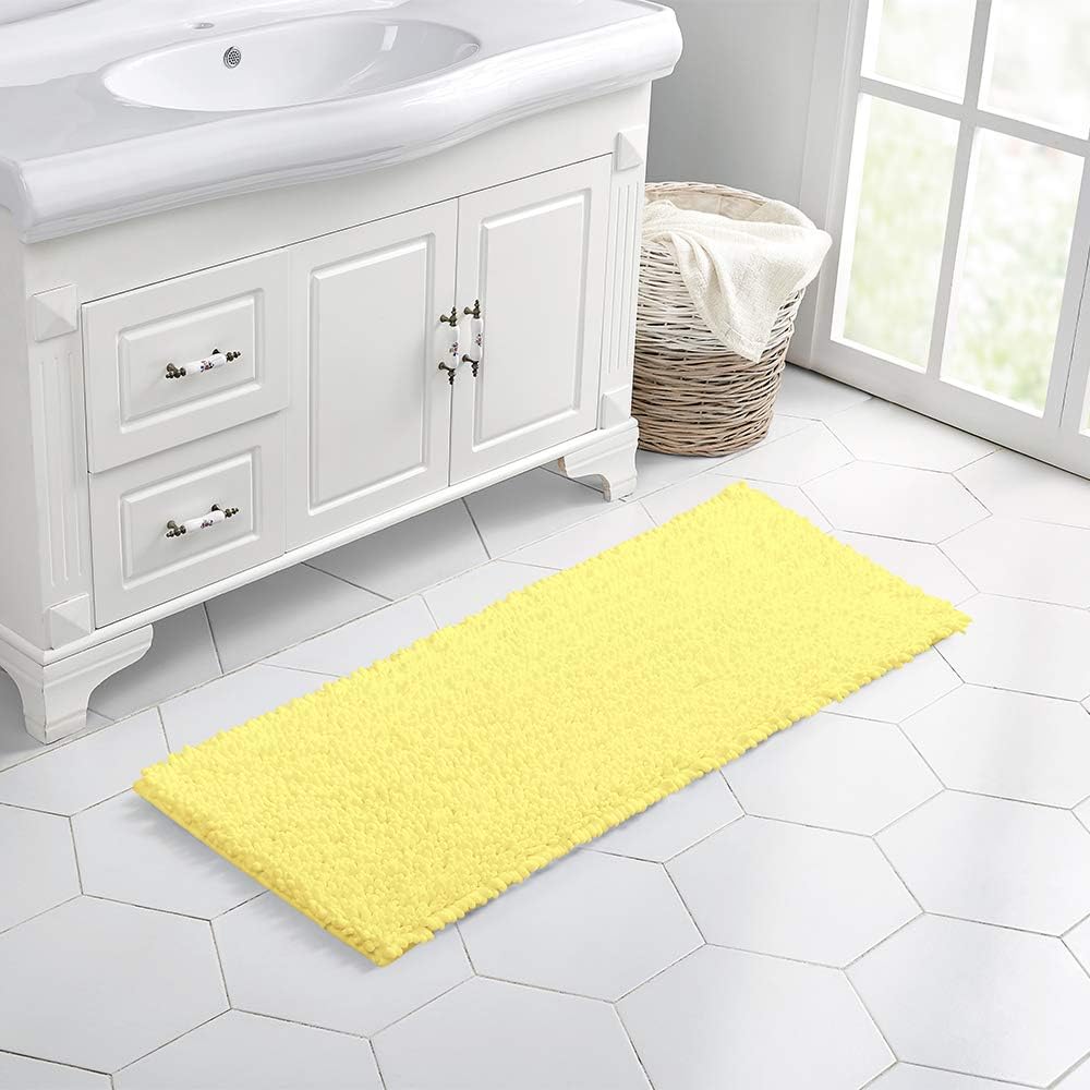 Walensee Bathroom Rug Non Slip Bath Mat (24x17 Inch Blush) Water Absorbent Super Soft Shaggy Chenille Machine Washable Dry Extra Thick Perfect Absorbant Best Small Plush Carpet for Shower Floor