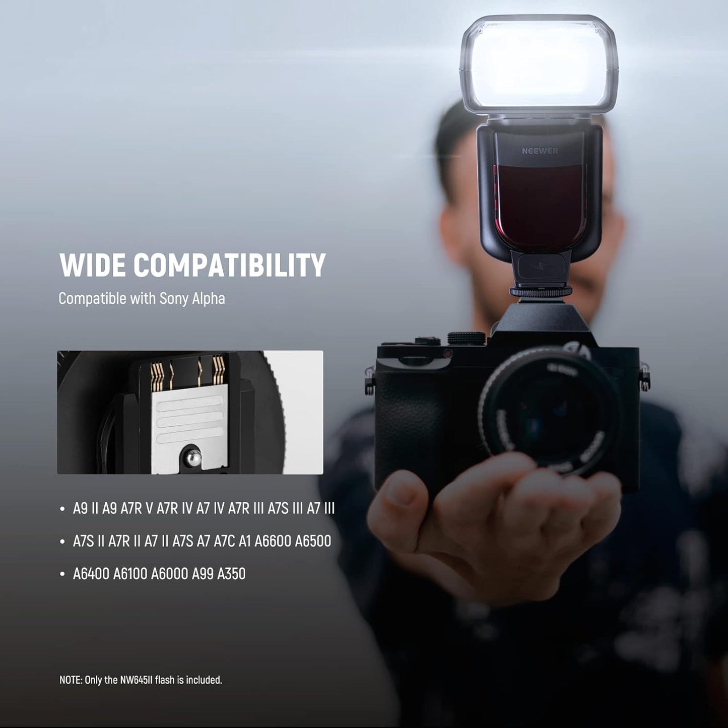 NEEWER Upgraded NW645II-S TTL Flash Speedlite, GN58 HSS Optical Slave Compatible with Sony Alpha, Black - PuriLite