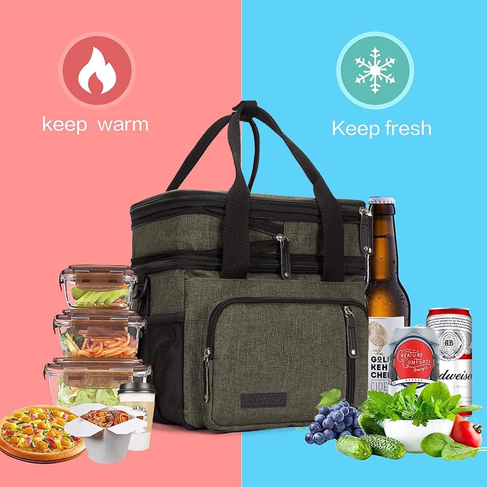 Lunch Bag Women Insulated Lunch Box for Work, Purple Expandable Large Lunch Bags, Leakproof Double Deck Lunch Box Cooler Bag(Purple)