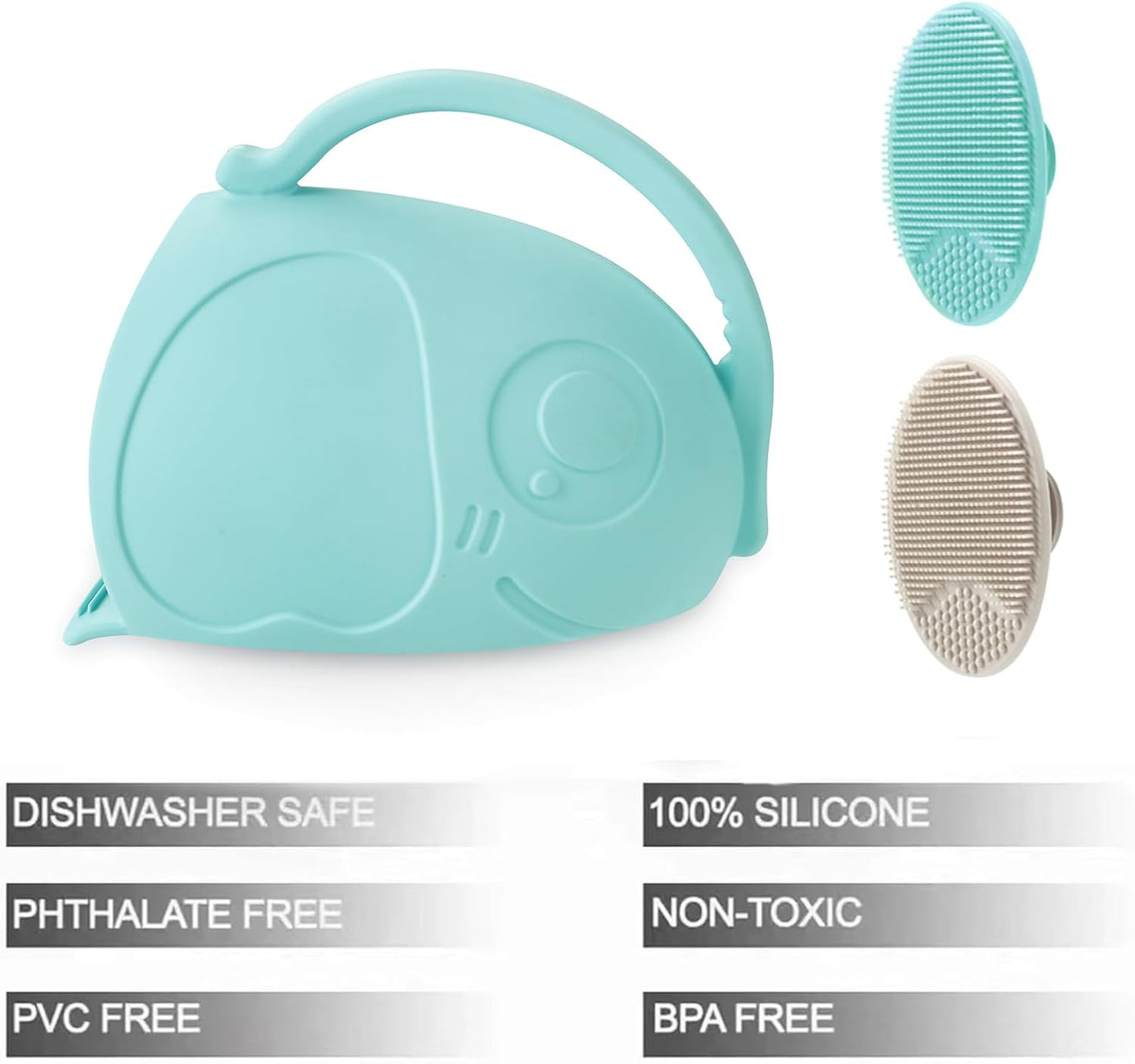 PandaEar Baby Bath Rinse Cup, Silicone Baby Shampoo Rinse Cup with 2 Baby Bath Sponge and 2 Cradle Cap Brush for Infants, Toddler Body Bath Essentials