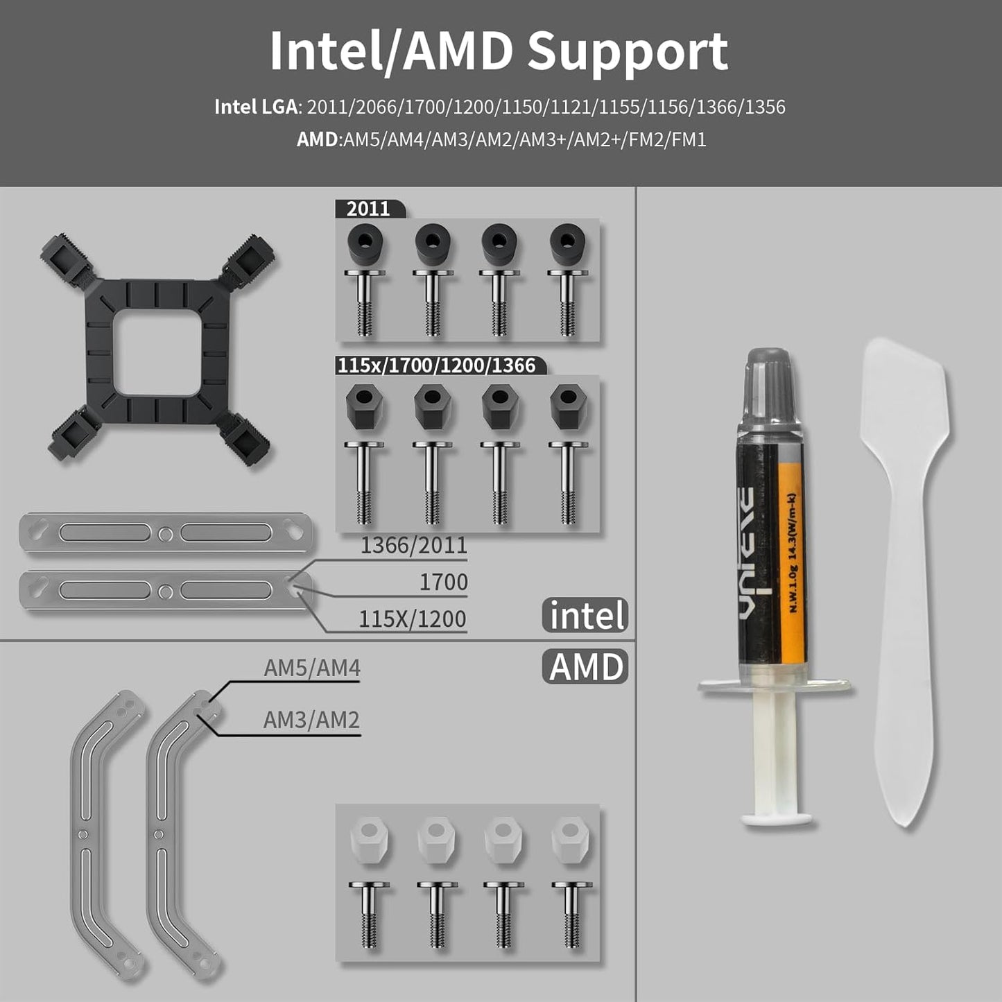 upHere D6SEC CPU Cooler, Intel LGA2011,LGA2066, LGA1700,AMD AM5/AM4/Ryzen 120mm,Dual Towers,5V ARGB