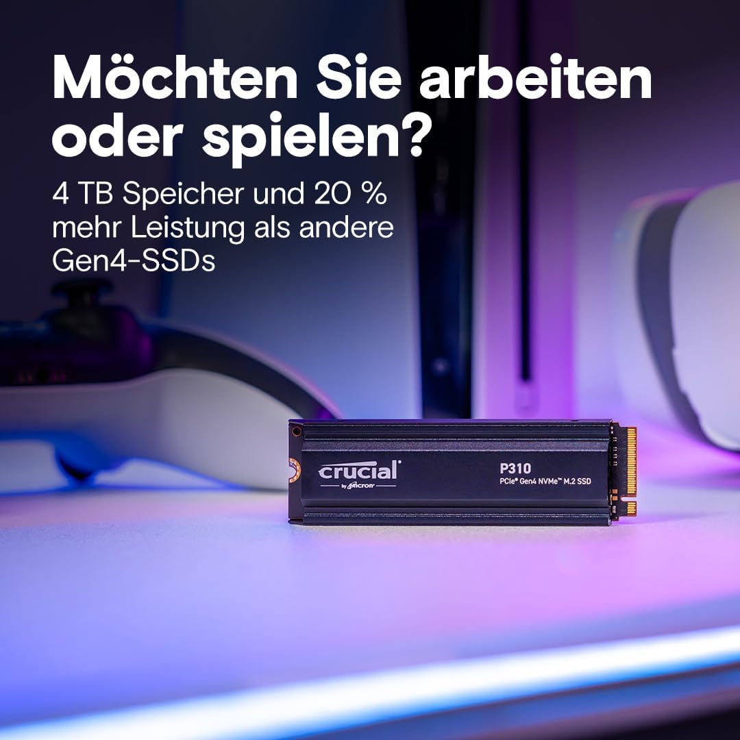 Crucial P310 4TB PCIe Gen4 2280 NVMe M.2 SSD Up to 7,100MB/s – with Acronis Offer, Internal Solid State Drive (PC) – CT4000P310SSD801