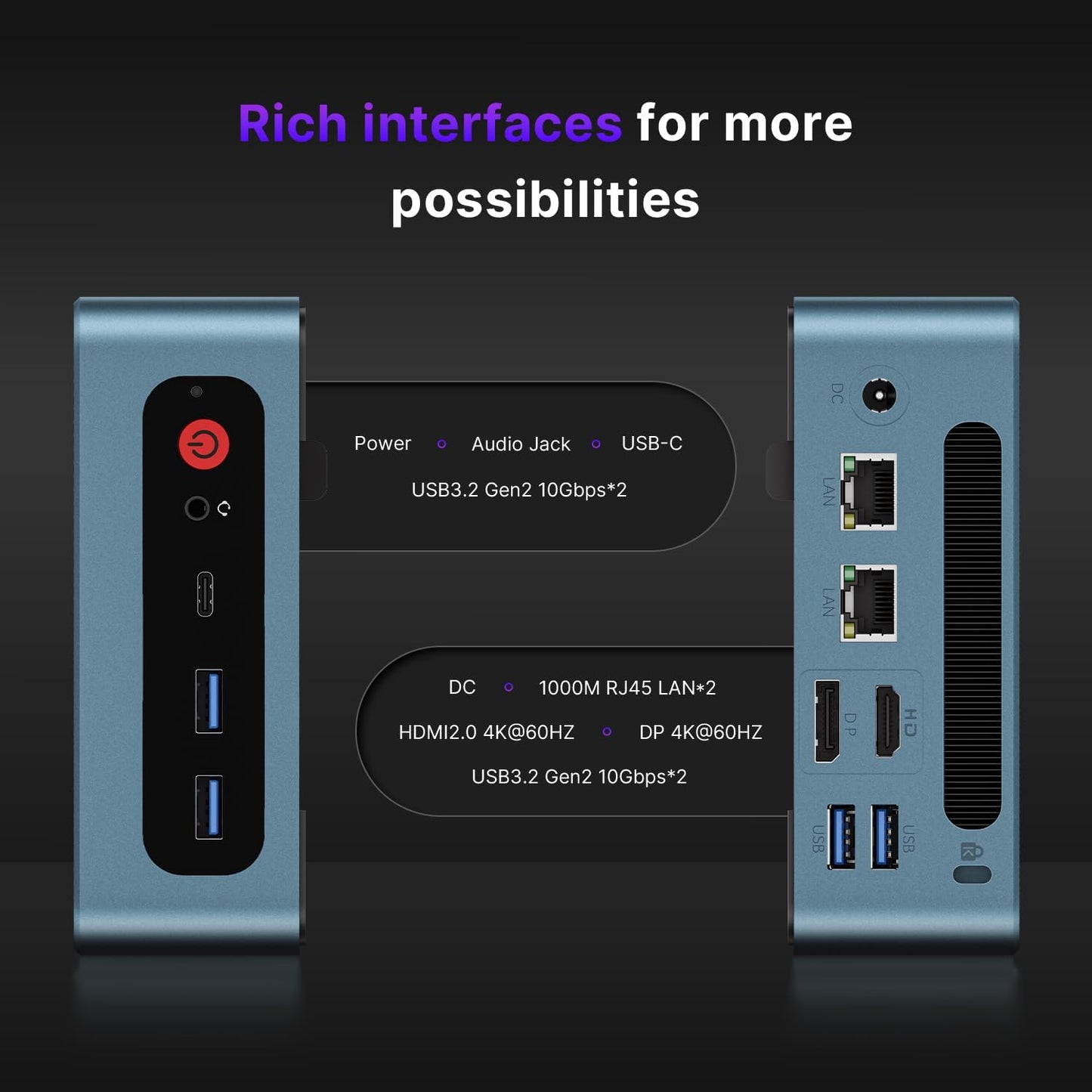 BOSGAME Mini PC Intel Core i5 12600H(12C/16T, up 4.5GHz), 32GB DDR4 RAM 512GB PCIe SSD, Mini Desktop Computers Dual LAN/4x USB3.2/WiFi6E/BT5.2/HDMI+DP+USB-C/4K Triple Display