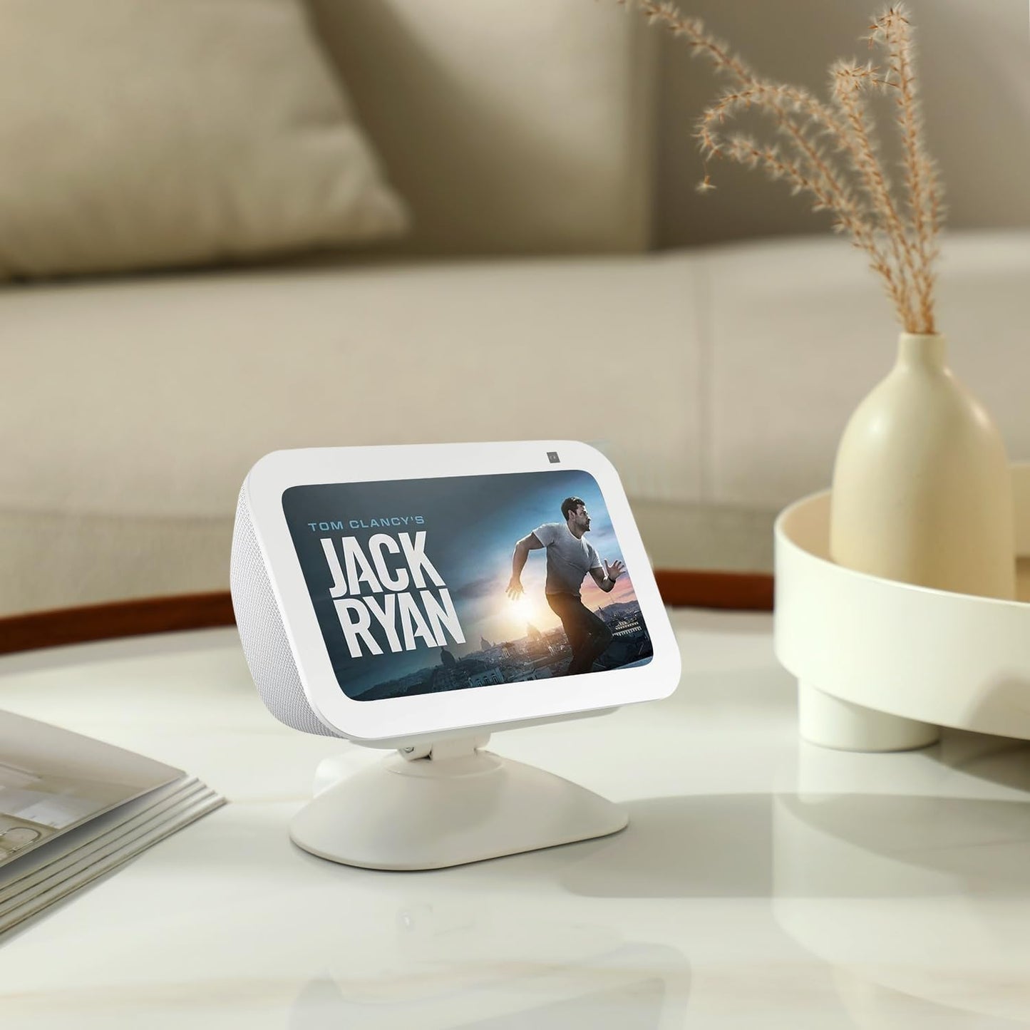 Dianves Adjustable Stand for Echo Show 5 (3rd Gen), Tilt + Swivel Stand Multi Angle Rotation Magnetic Anti-Slip Base for Show 5,Rotatable All Around Compatible with Mobile Phones (White)