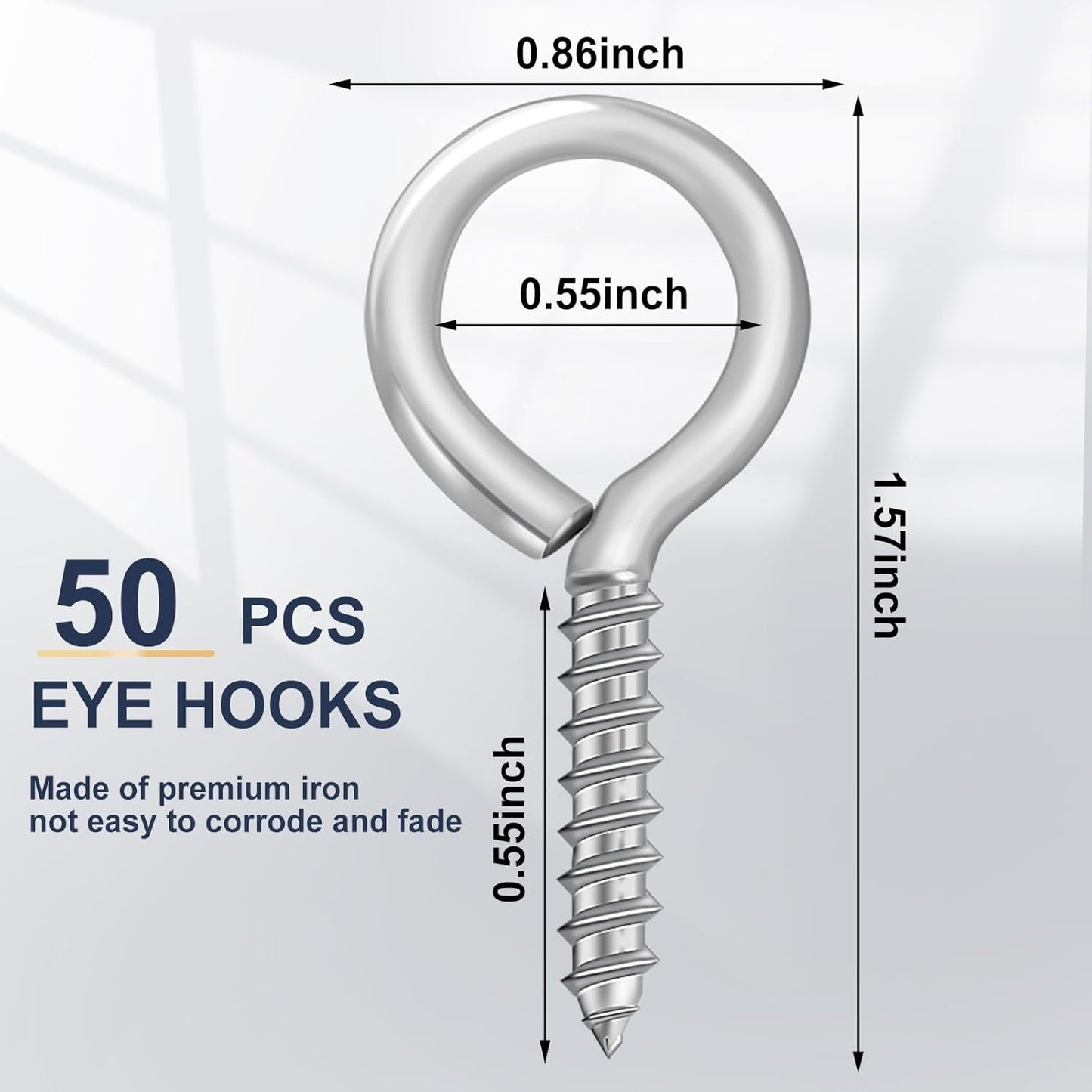 AUGSUN Eye Hooks, 12Pack 2.5 Inch Eye Hooks Heavy Duty 304 Stainless Steel Eye Screw,Screw Eyes Metal Screw Hooks Ring Screws Fasteners Hardware Tools